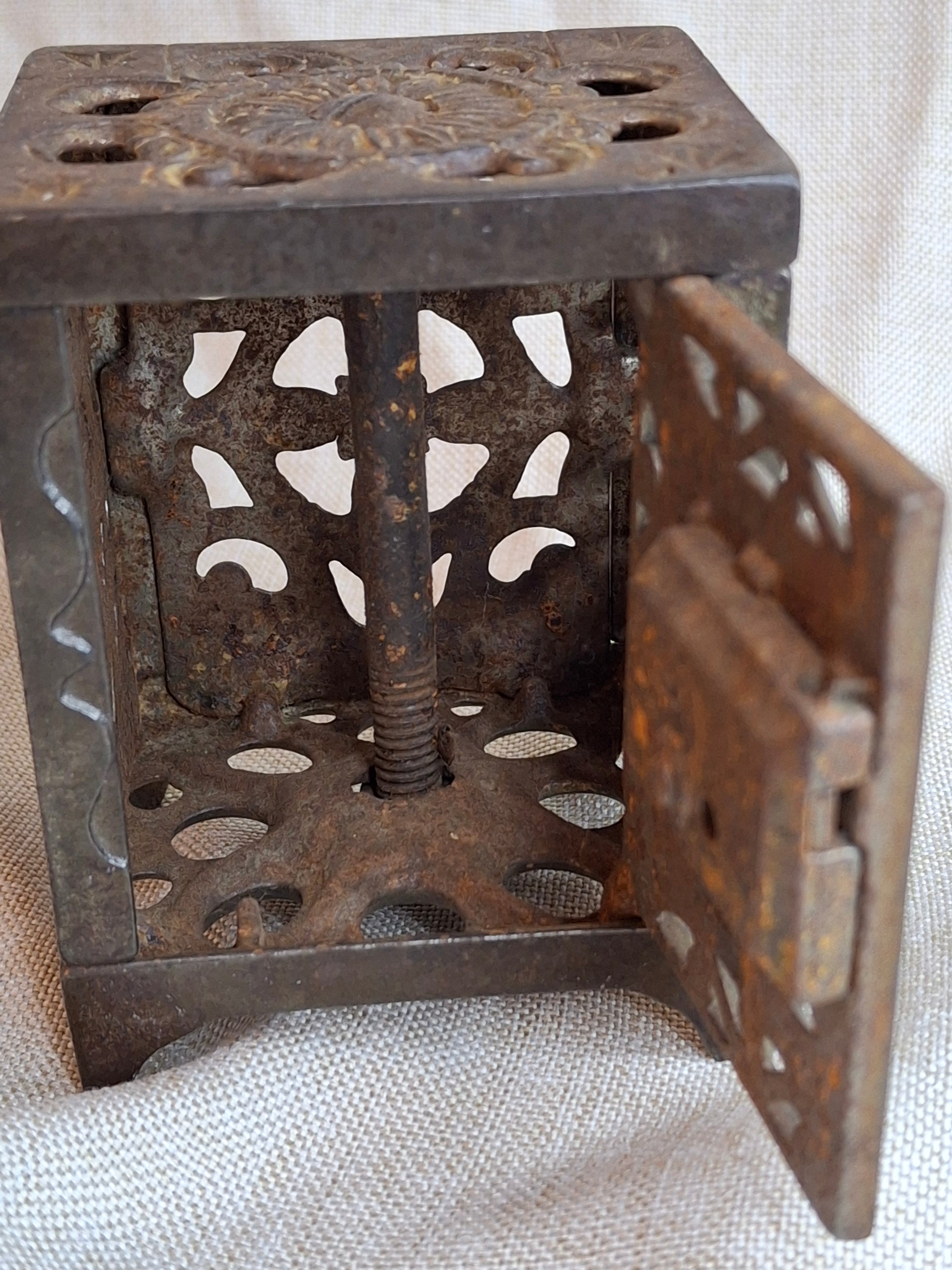 Antique J. & E. Stevens Cast Iron Safe Bank Pat June 2 1896 Ornate Still Bank
