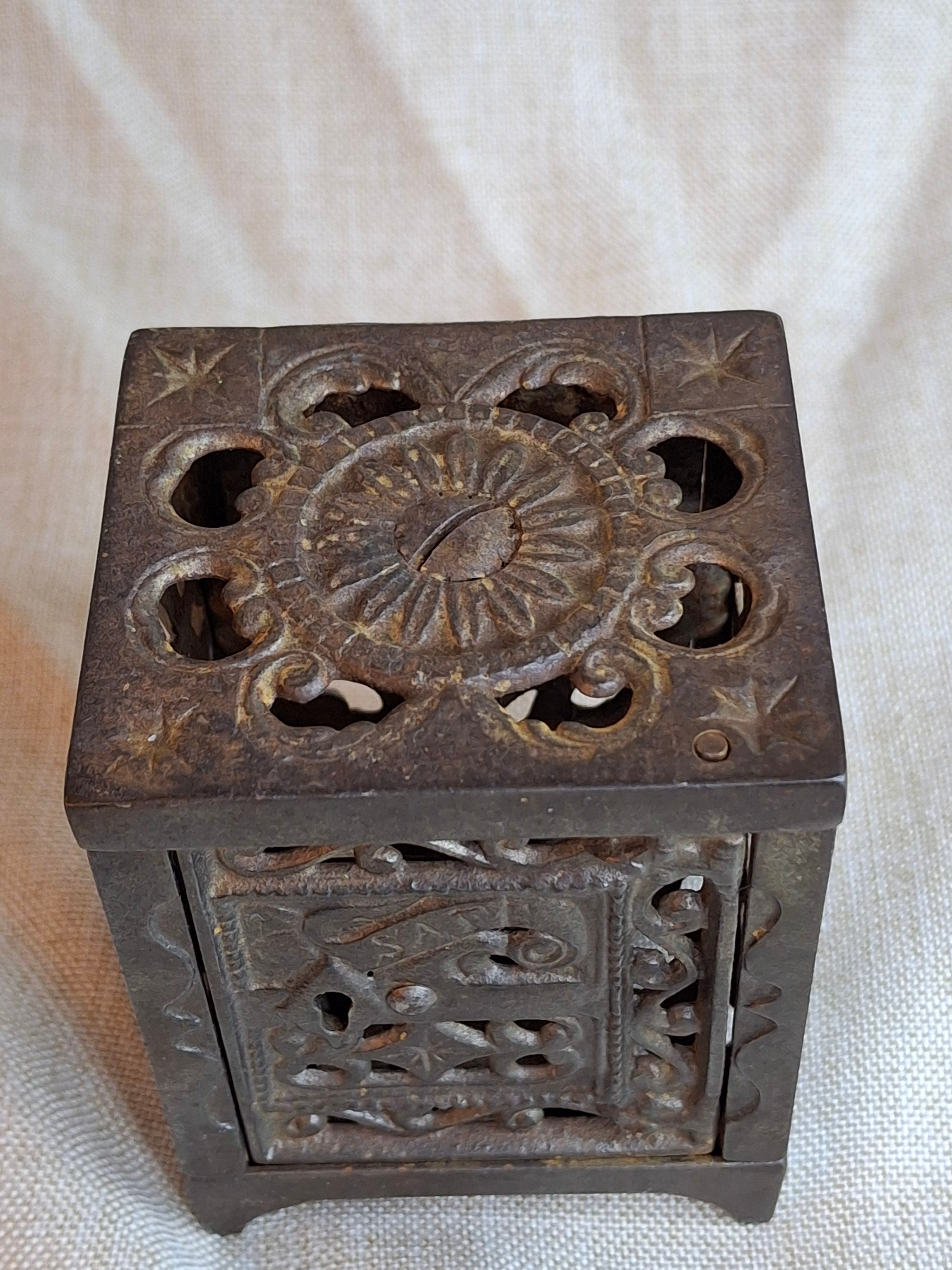 Antique J. & E. Stevens Cast Iron Safe Bank Pat June 2 1896 Ornate Still Bank