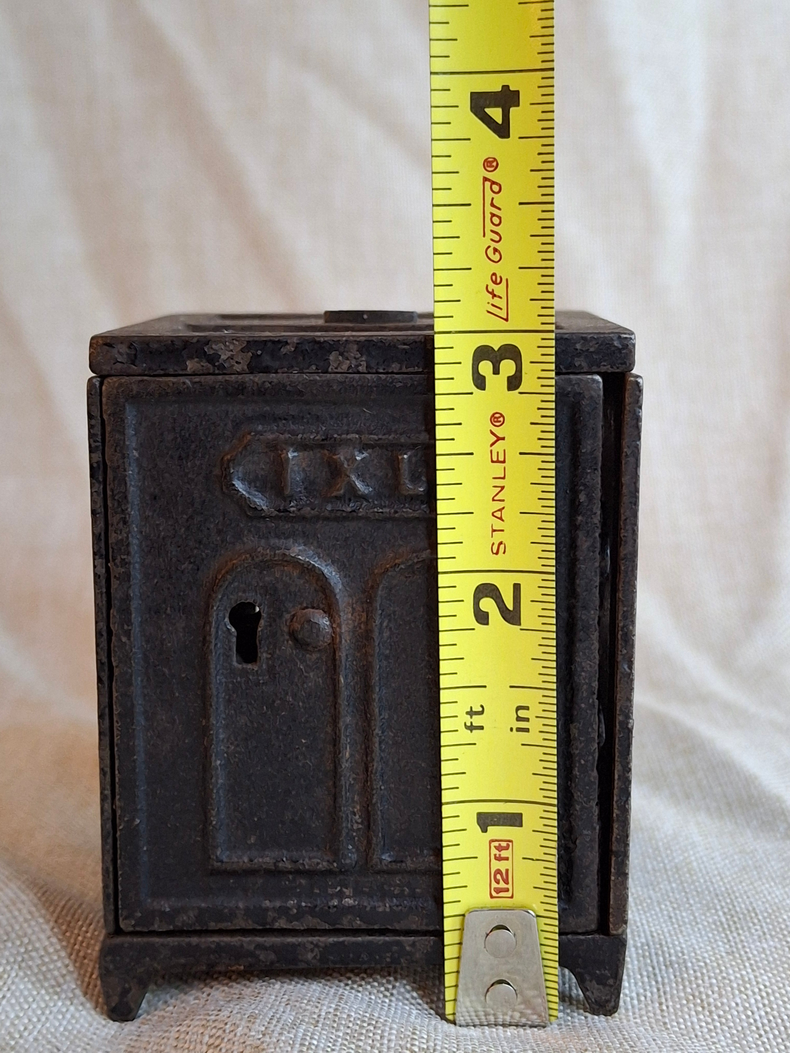 Antique IXL Cast Iron Still Bank Safe J & E Stevens 1880s Lattice Work Patina