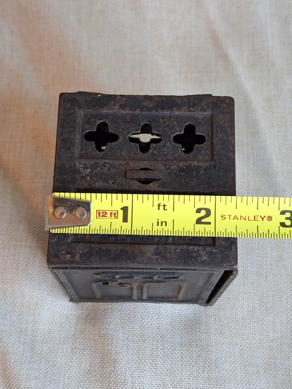 Antique IXL Cast Iron Still Bank Safe J & E Stevens 1880s Lattice Work Patina