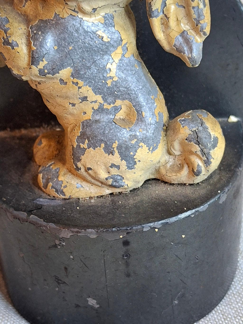 Antique Hubley Cast Iron Begging Puppy Dog Doorstop, Original Paint, c. 1920s