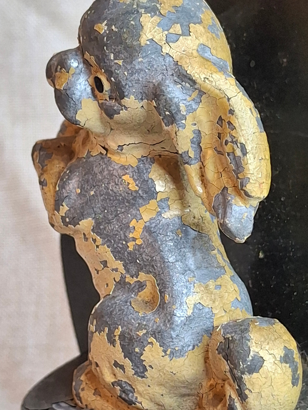Antique Hubley Cast Iron Begging Puppy Dog Doorstop, Original Paint, c. 1920s