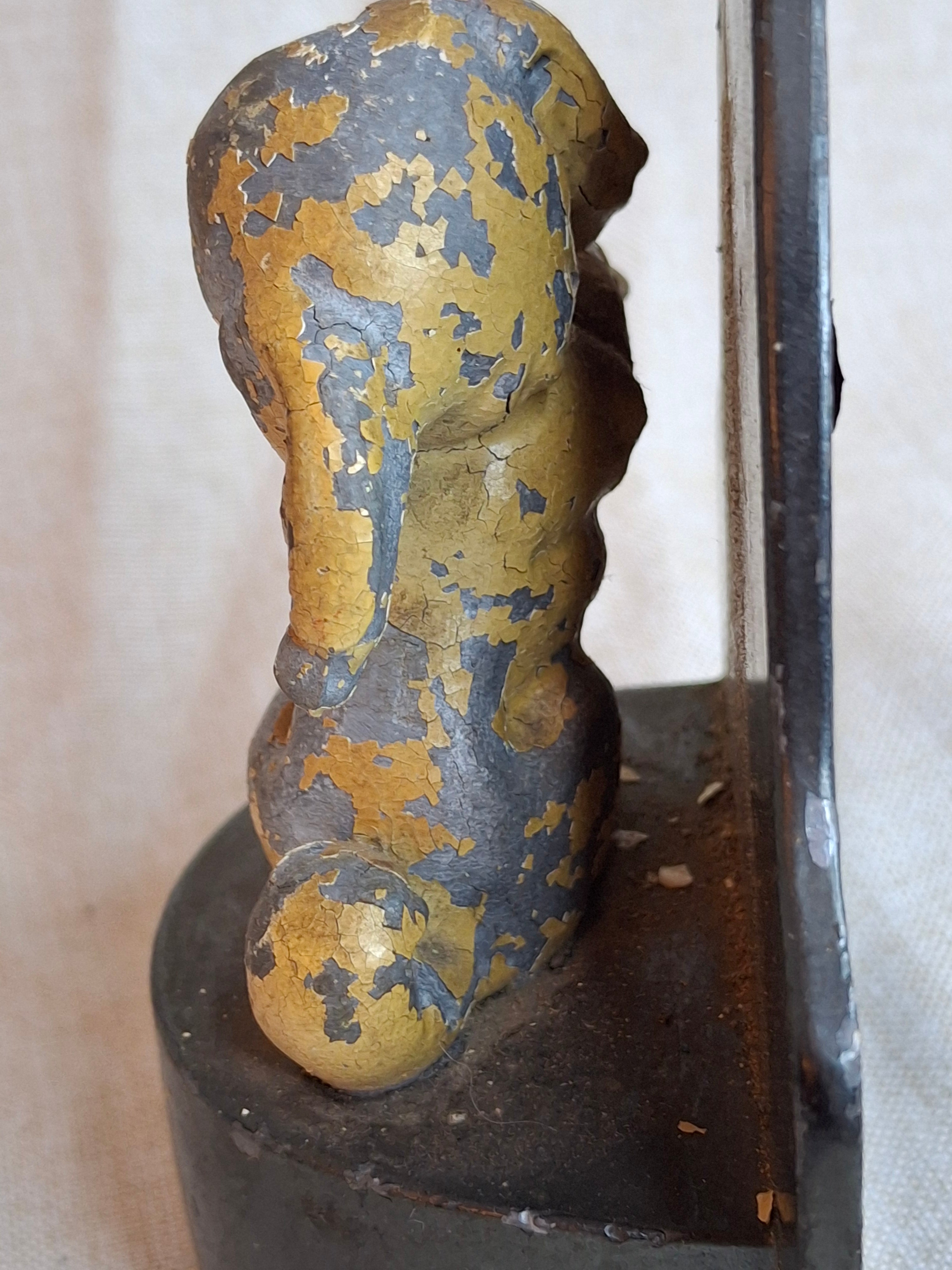 Antique Hubley Cast Iron Begging Puppy Dog Doorstop, Original Paint, c. 1920s