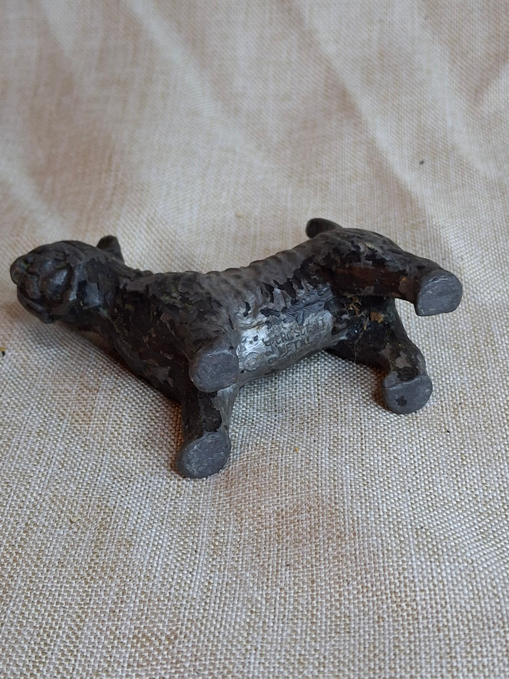Vintage 1929 Crescent Metal Works Cast Iron Scottie Dog Figurine Black Antique