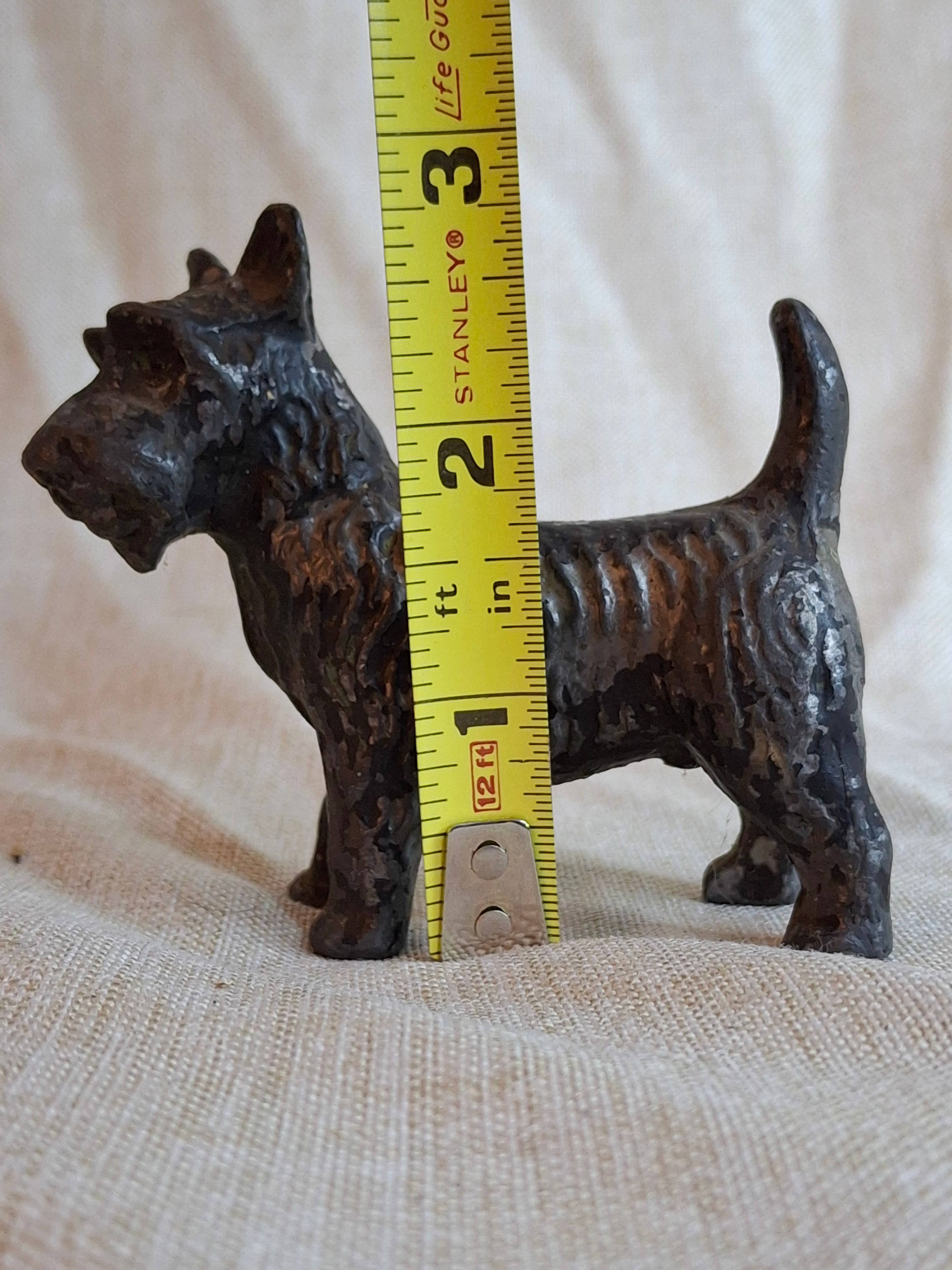 Vintage 1929 Crescent Metal Works Cast Iron Scottie Dog Figurine Black Antique