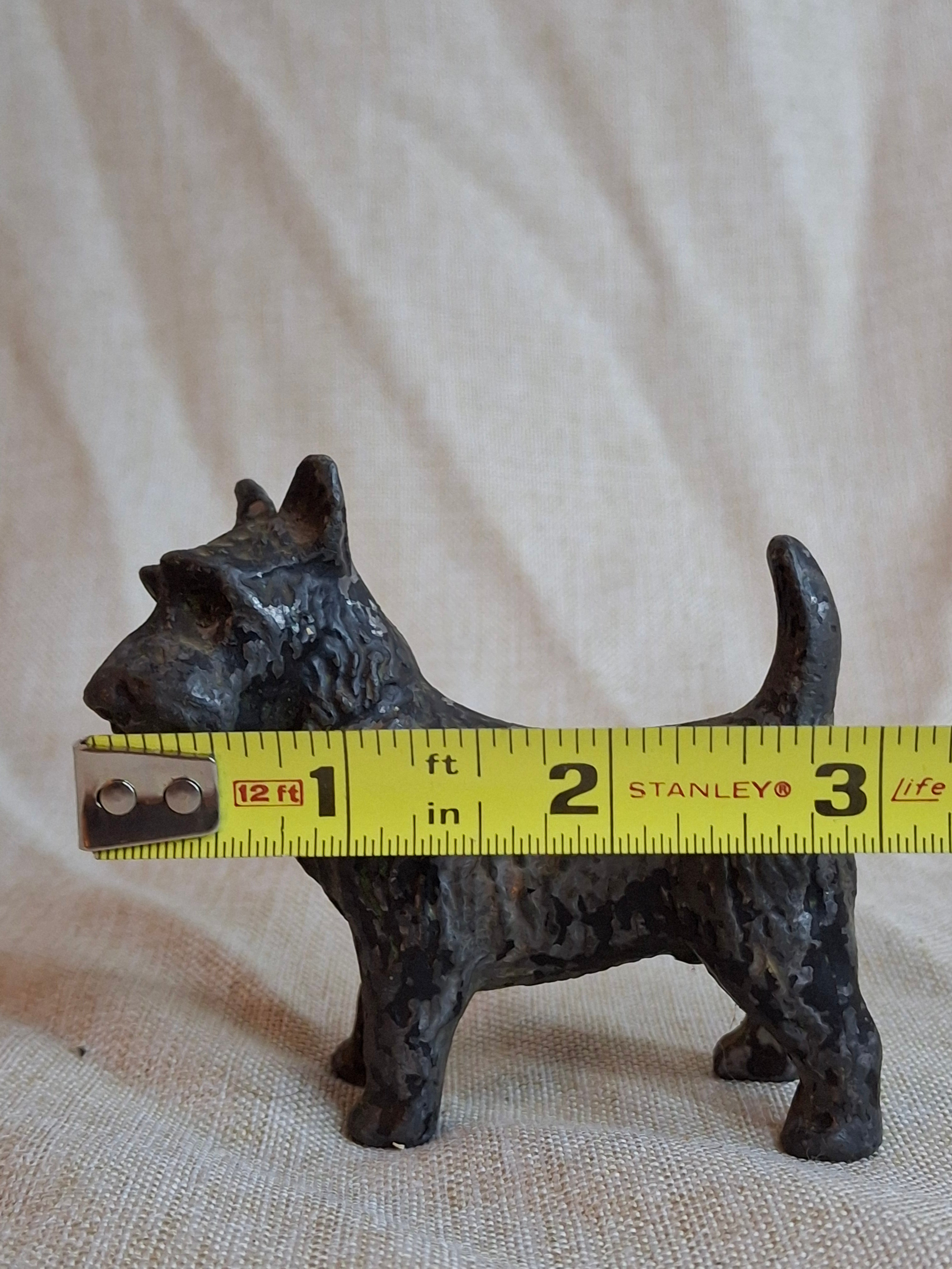 Vintage 1929 Crescent Metal Works Cast Iron Scottie Dog Figurine Black Antique