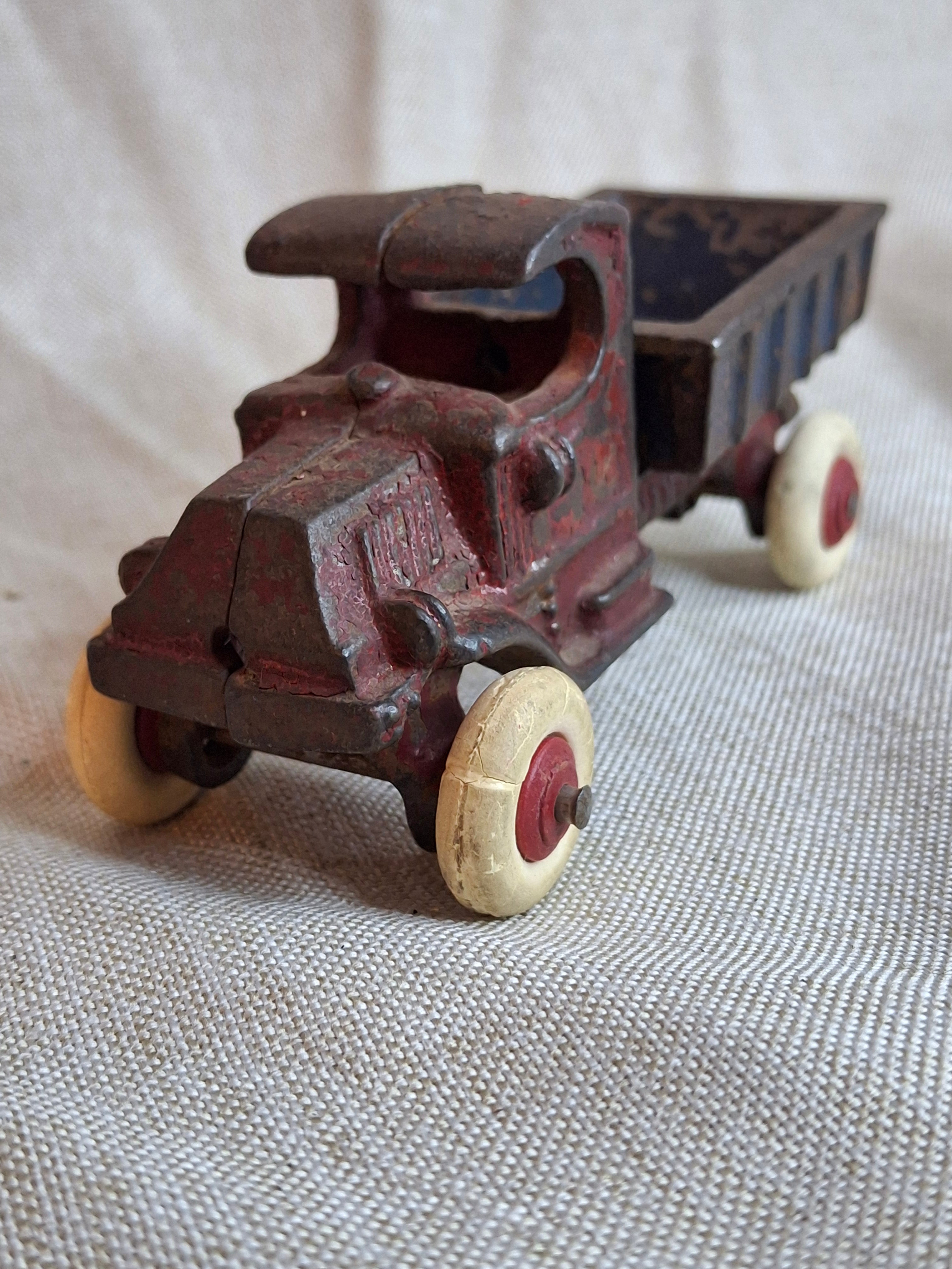 Rare 1920s Champion Cast Iron Mack C-Cab Dump Truck - Original Paint & White Tires