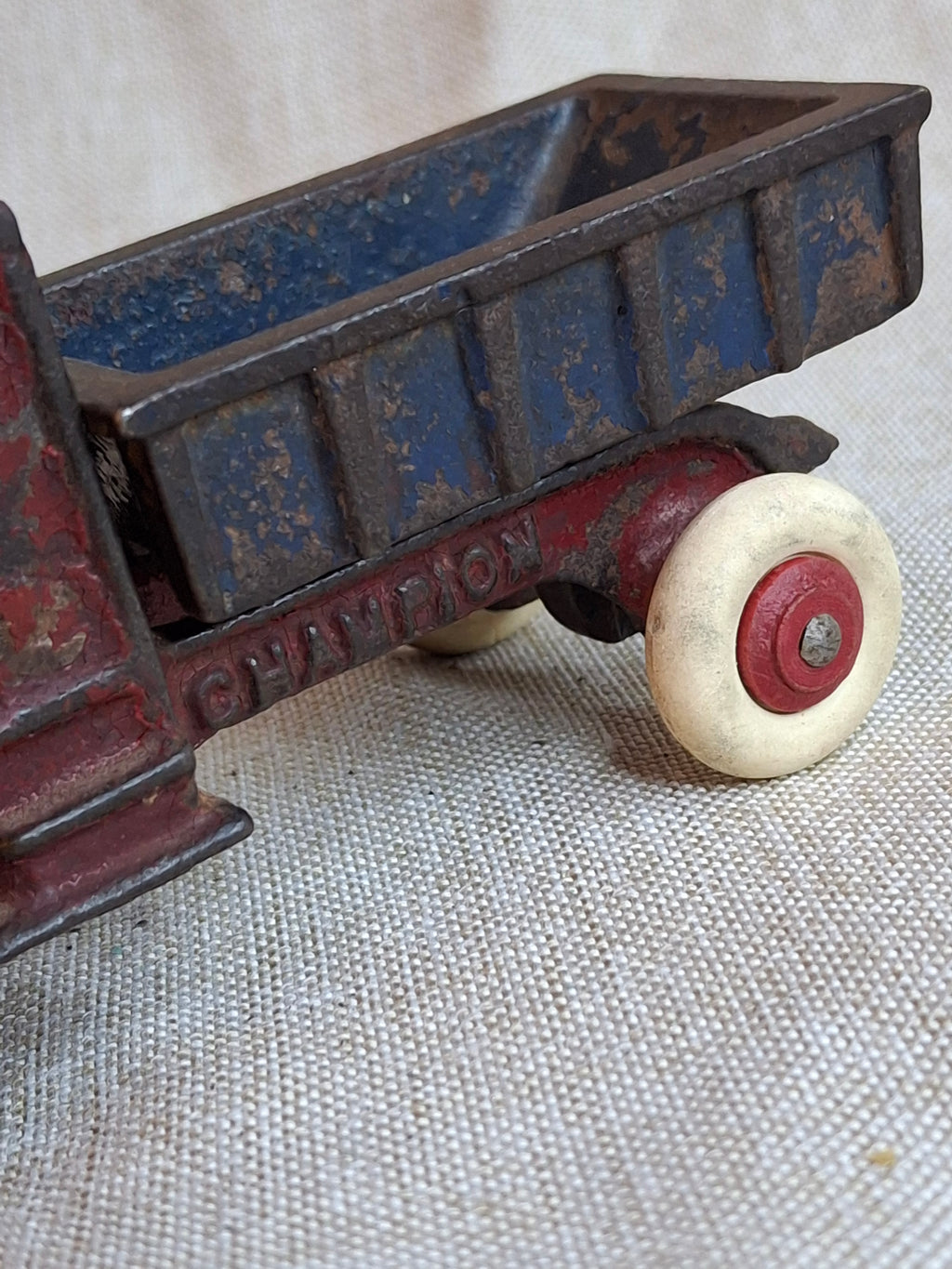 Rare 1920s Champion Cast Iron Mack C-Cab Dump Truck - Original Paint & White Tires