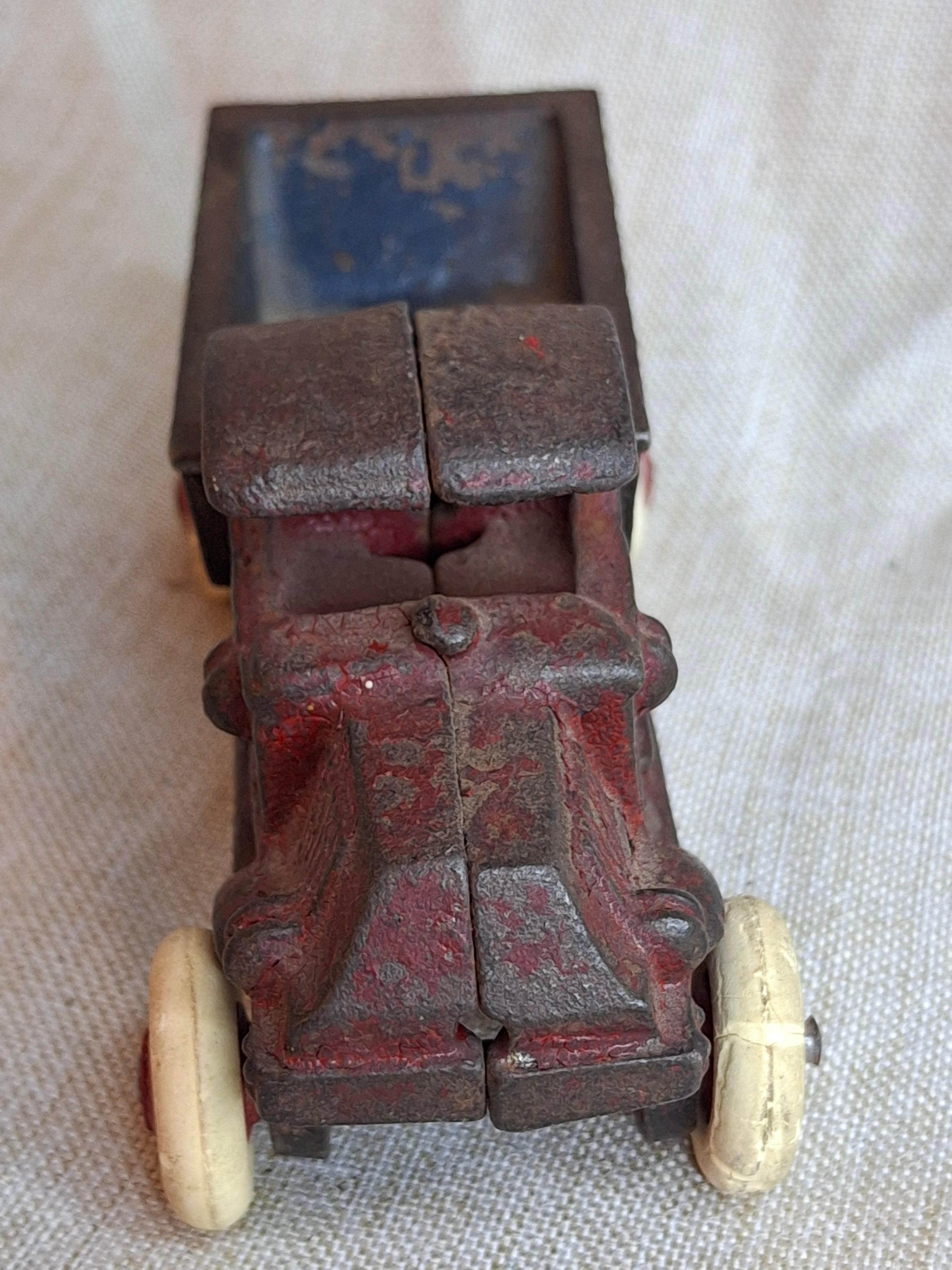 Rare 1920s Champion Cast Iron Mack C-Cab Dump Truck - Original Paint & White Tires