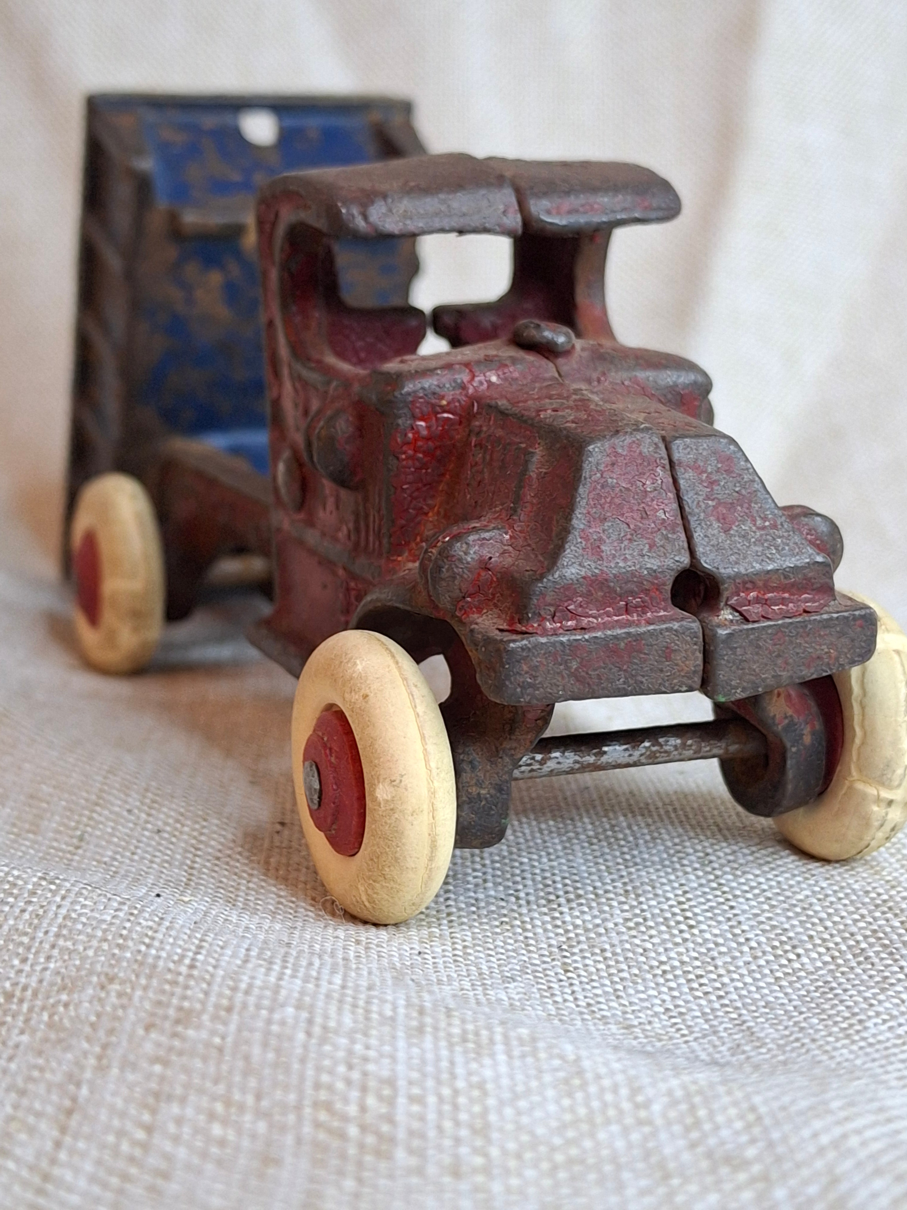 Rare 1920s Champion Cast Iron Mack C-Cab Dump Truck - Original Paint & White Tires