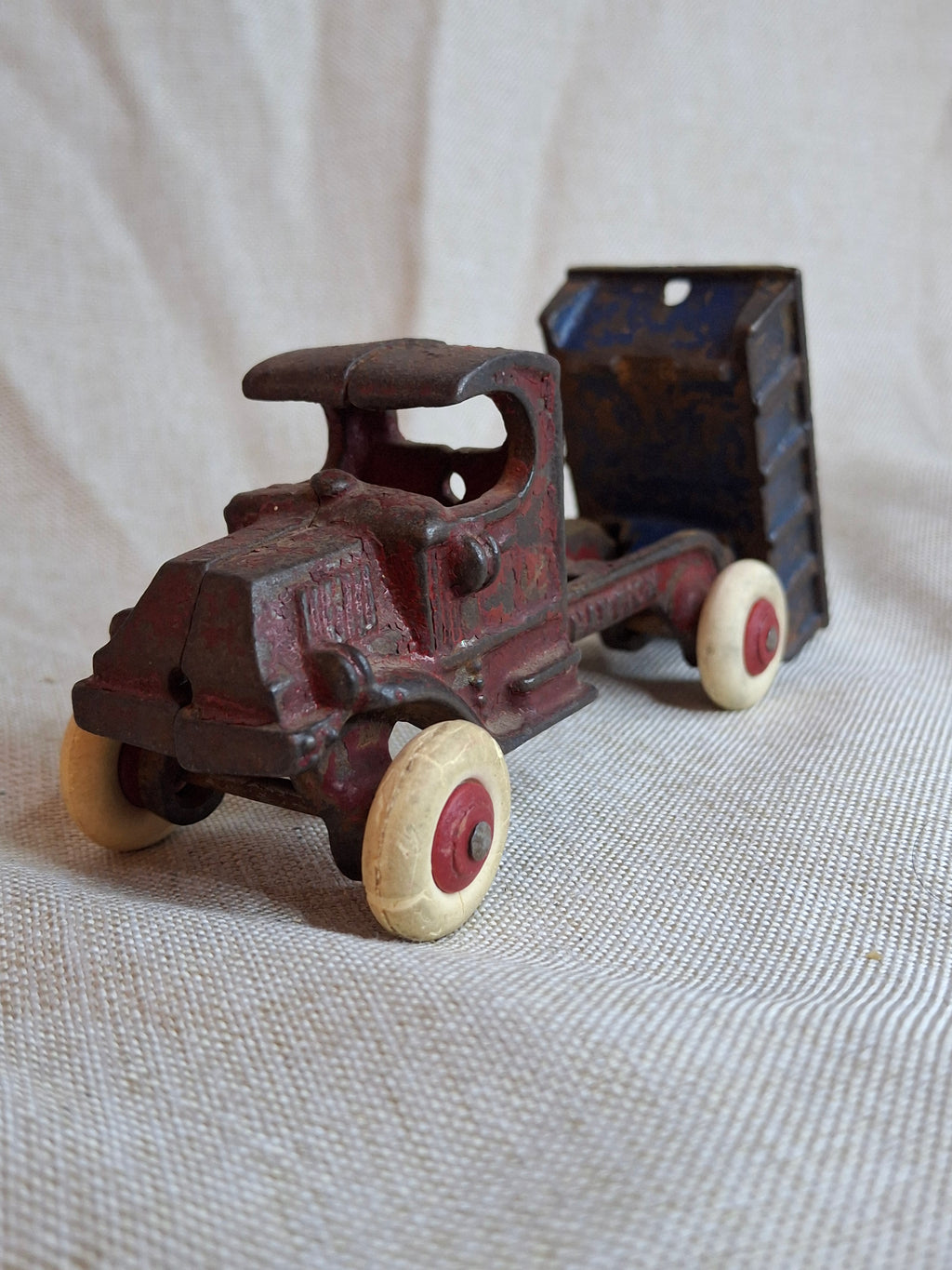Rare 1920s Champion Cast Iron Mack C-Cab Dump Truck - Original Paint & White Tires