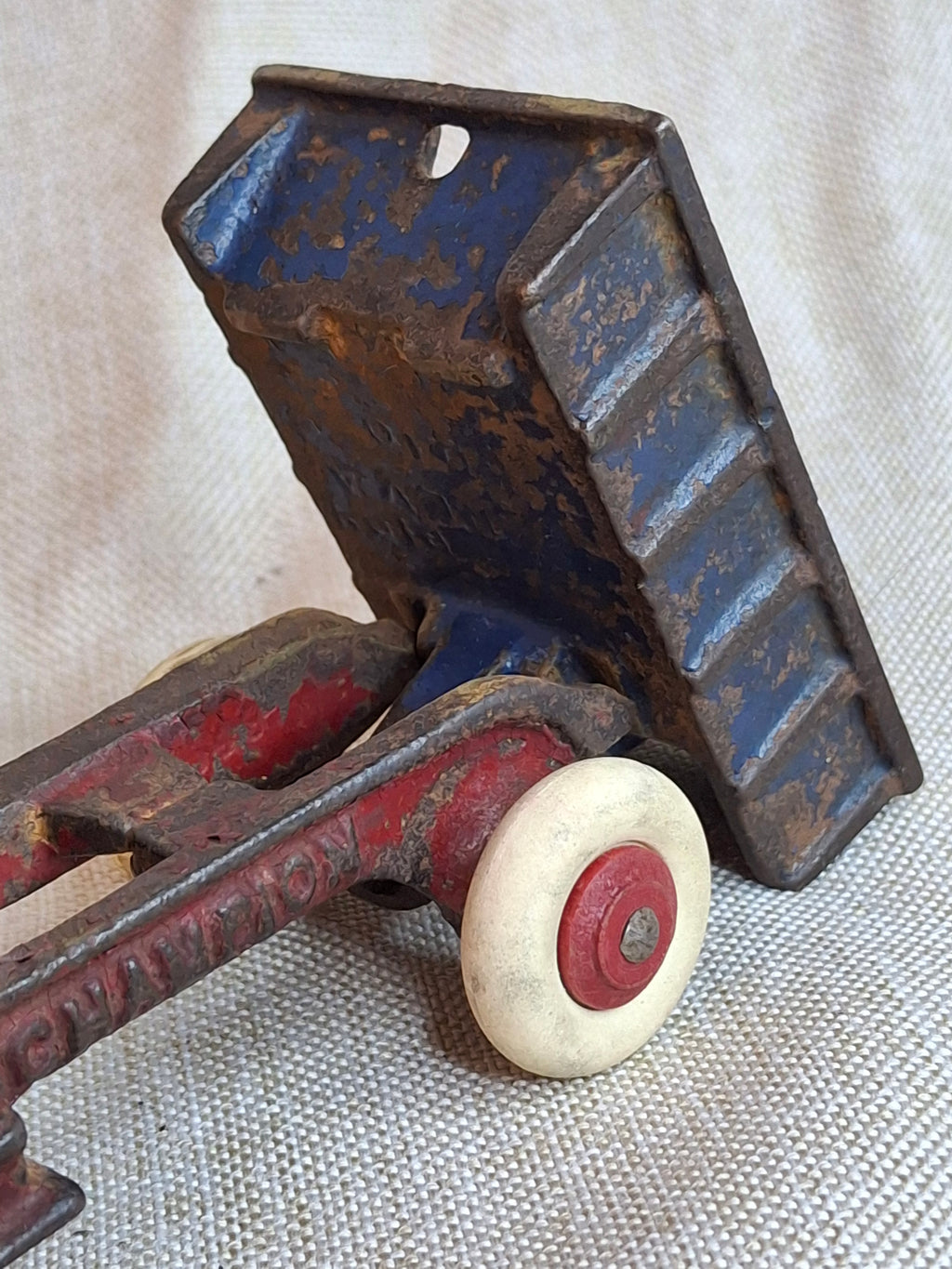 Rare 1920s Champion Cast Iron Mack C-Cab Dump Truck - Original Paint & White Tires