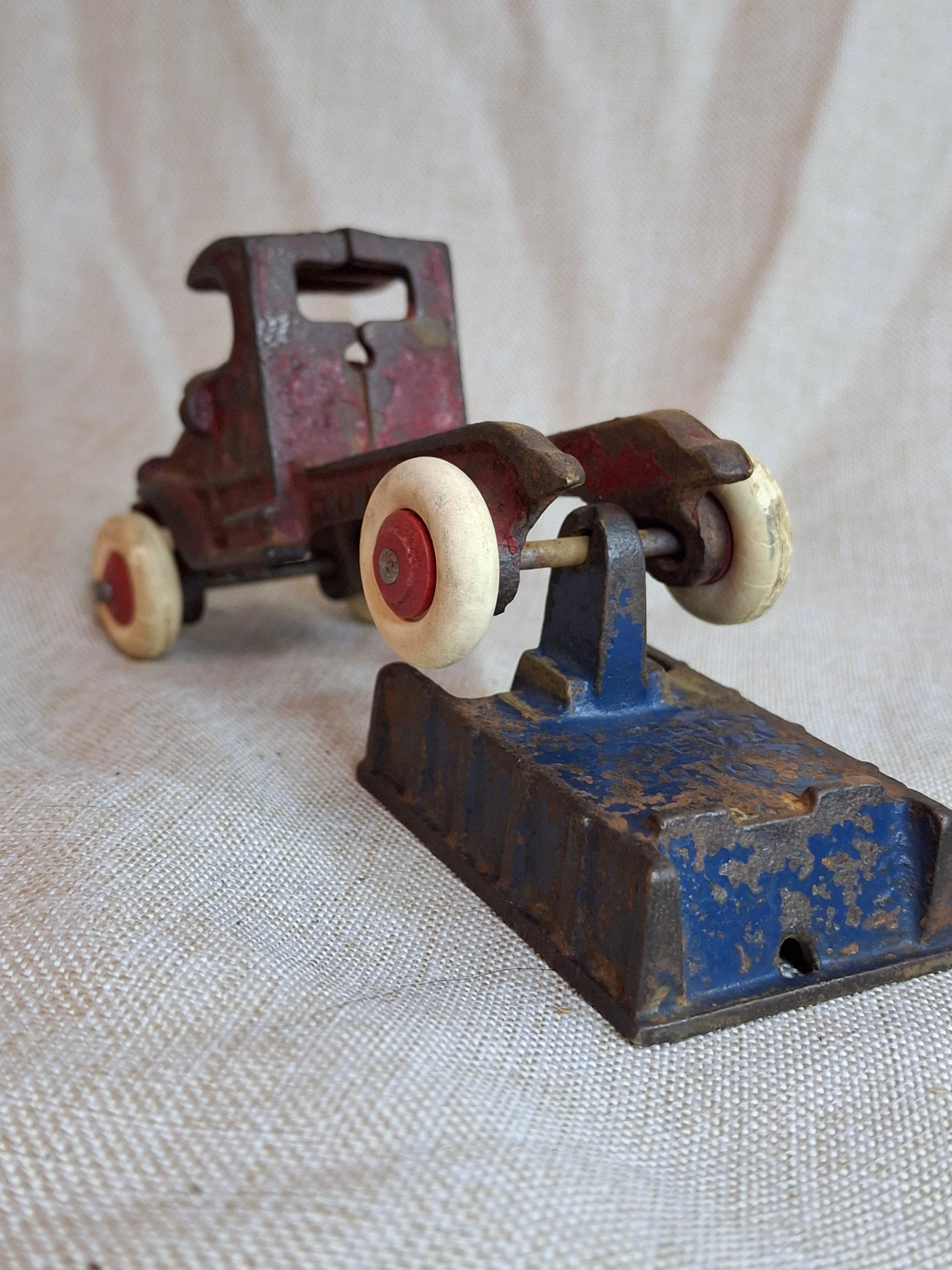 Rare 1920s Champion Cast Iron Mack C-Cab Dump Truck - Original Paint & White Tires