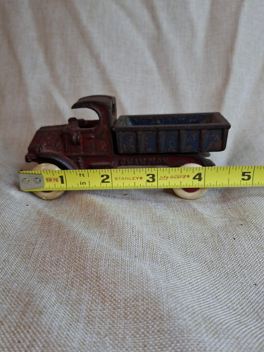 Rare 1920s Champion Cast Iron Mack C-Cab Dump Truck - Original Paint & White Tires