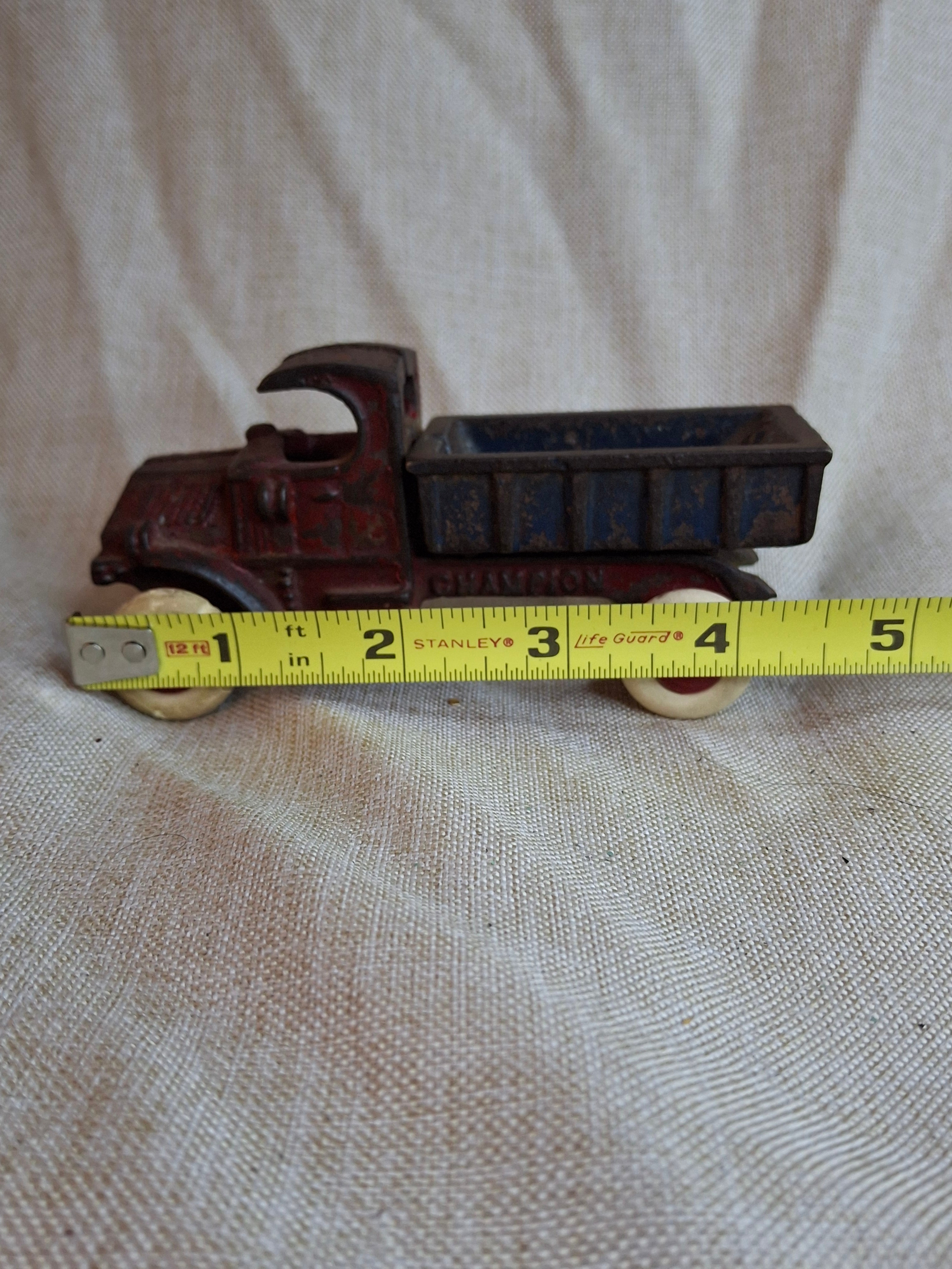 Rare 1920s Champion Cast Iron Mack C-Cab Dump Truck - Original Paint & White Tires