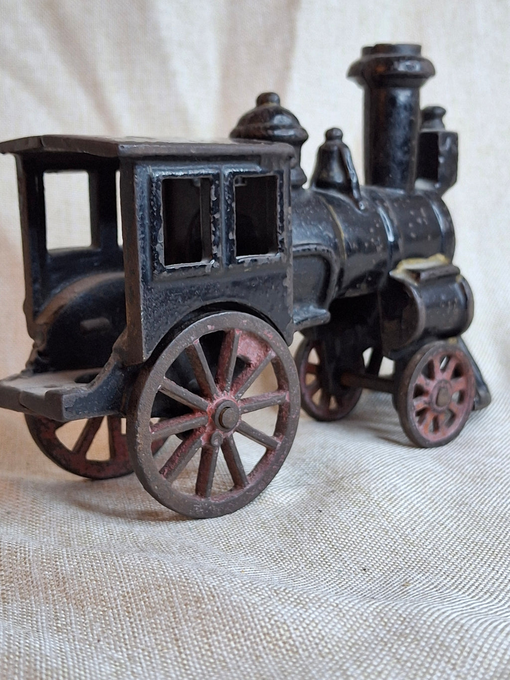 Antique 1880 W.S. Reed Cast Iron Locomotive Toy – Original Paint & Patina – 6.5”