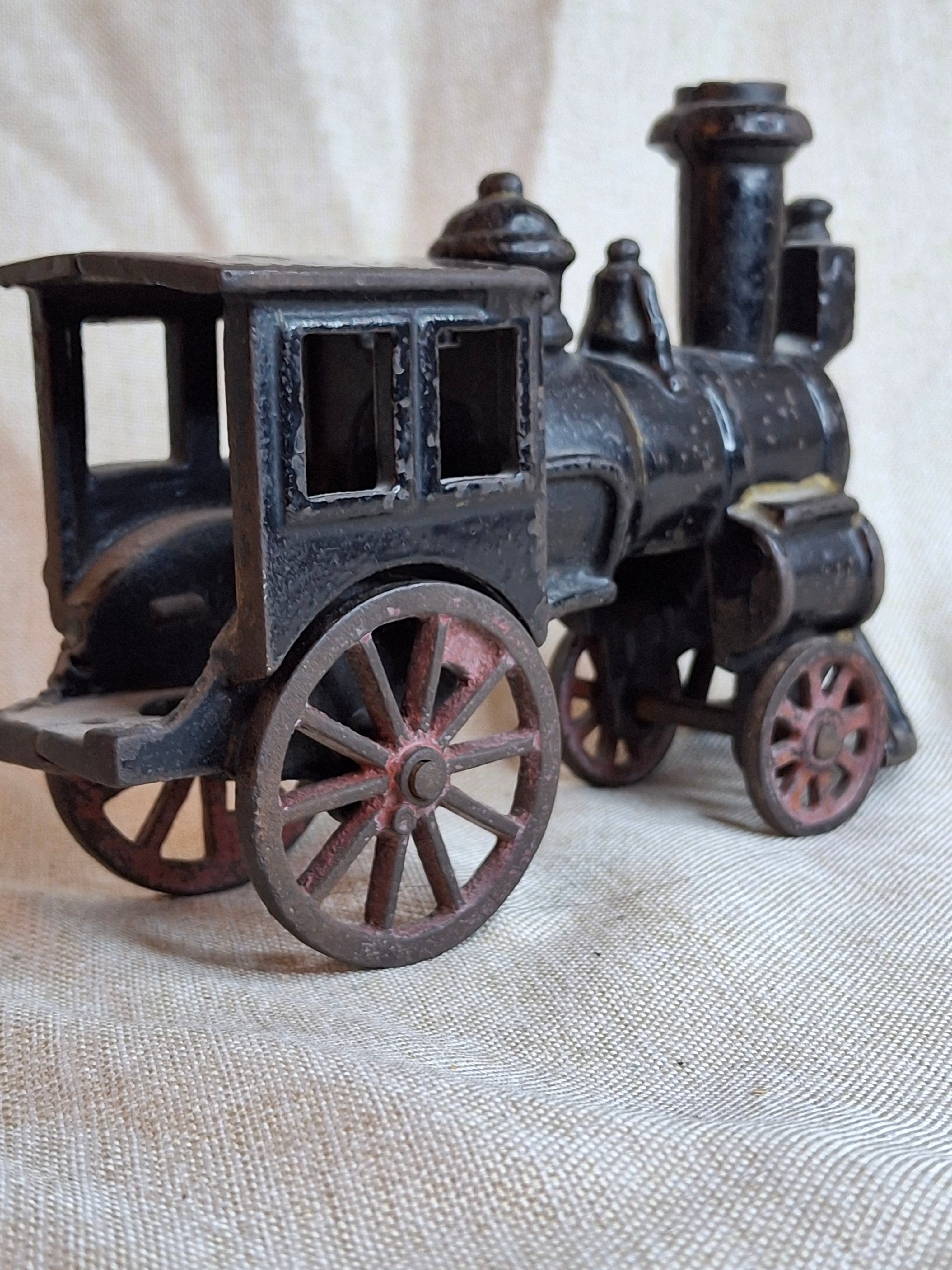 Antique 1880 W.S. Reed Cast Iron Locomotive Toy – Original Paint & Patina – 6.5”