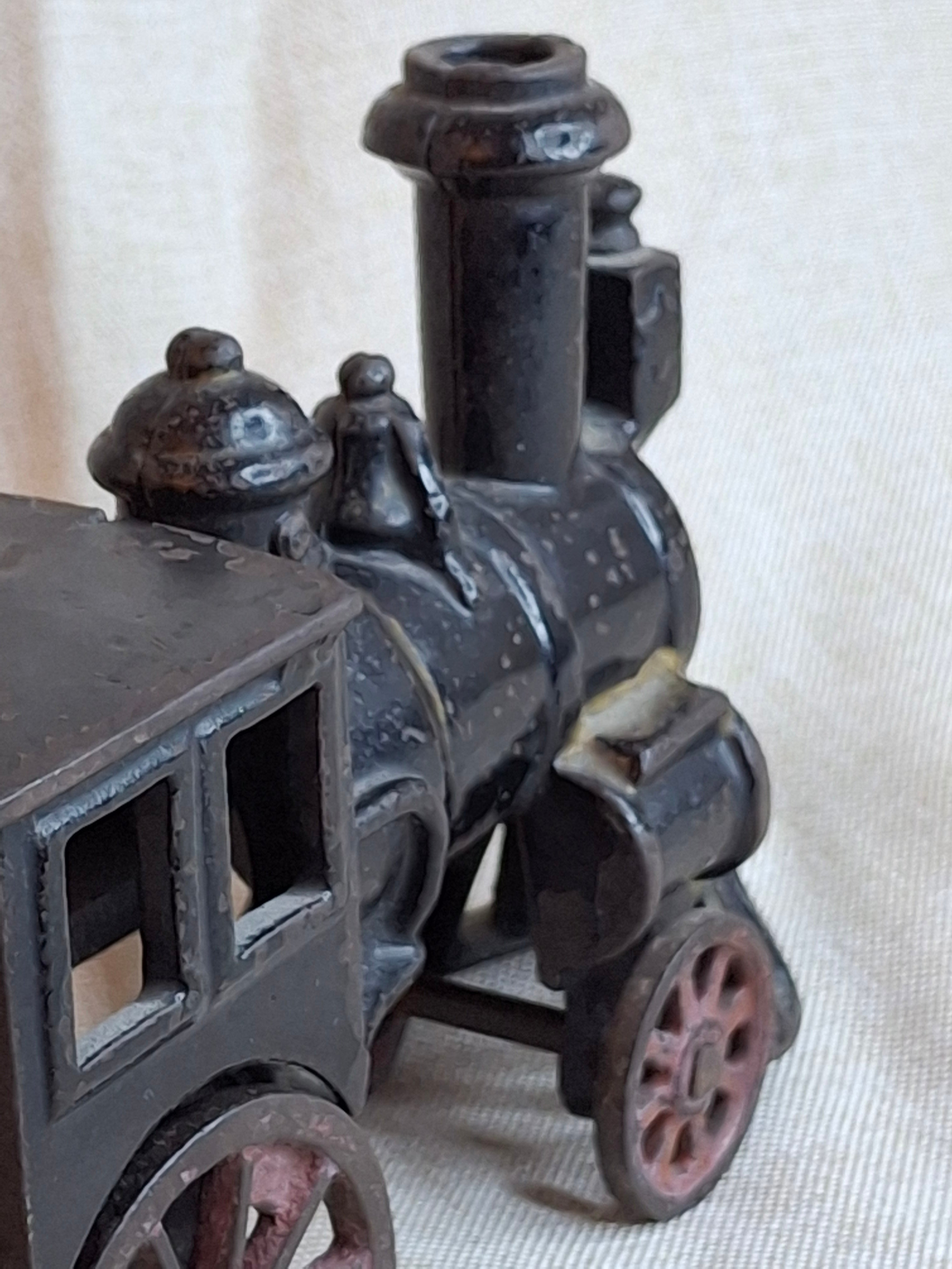 Antique 1880 W.S. Reed Cast Iron Locomotive Toy – Original Paint & Patina – 6.5”