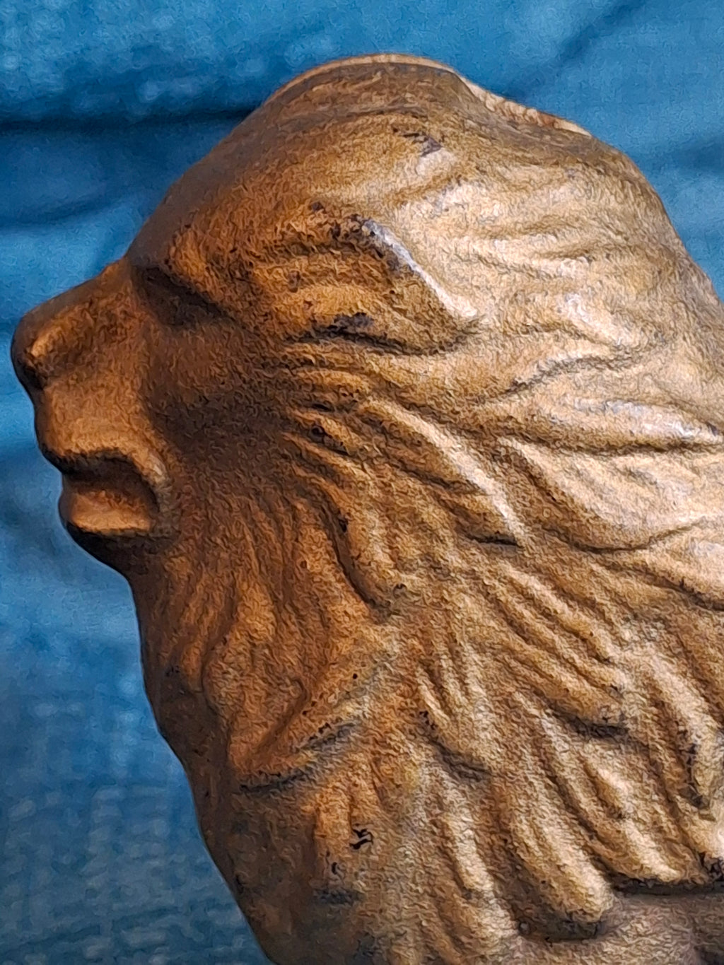 Antique A.C. Williams Cast Iron Lion Still Bank Tail Right Standing Gold Paint c. 1910-1920s
