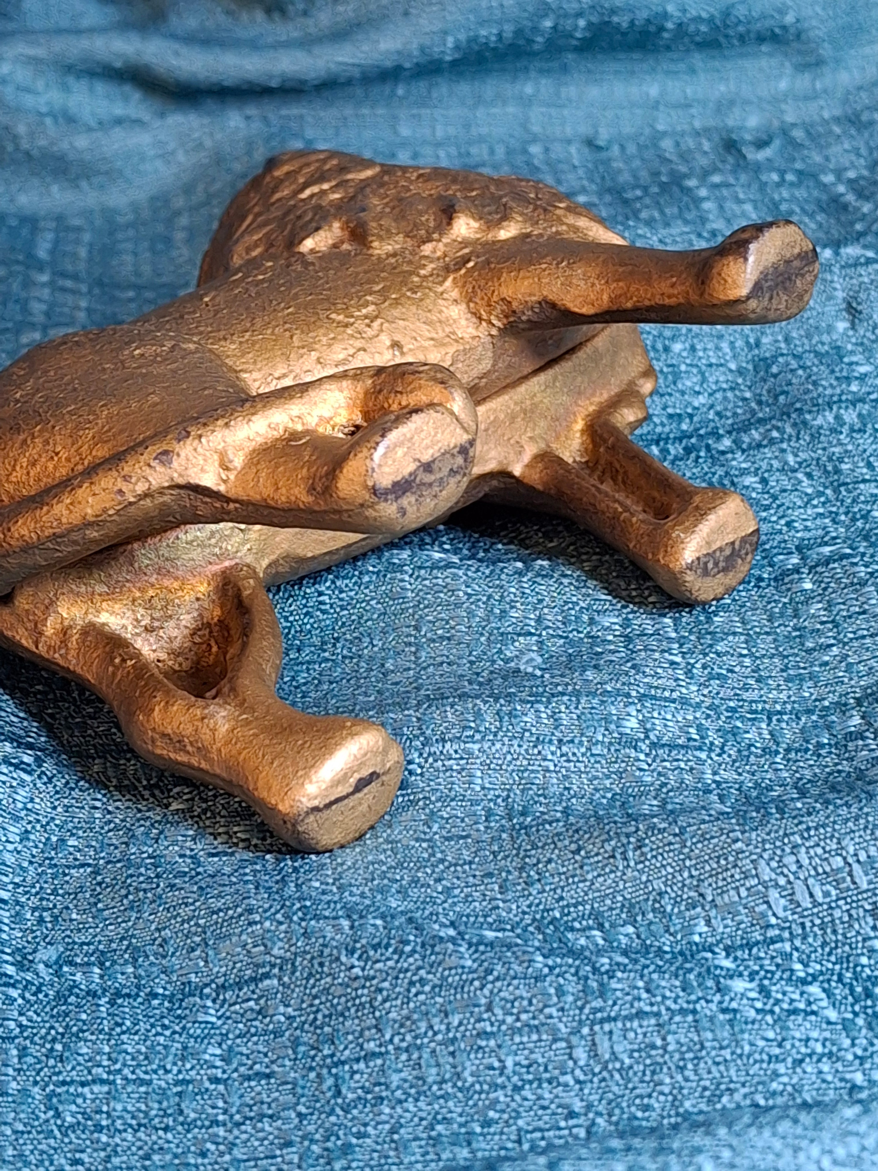 Antique A.C. Williams Cast Iron Lion Still Bank Tail Right Standing Gold Paint c. 1910-1920s