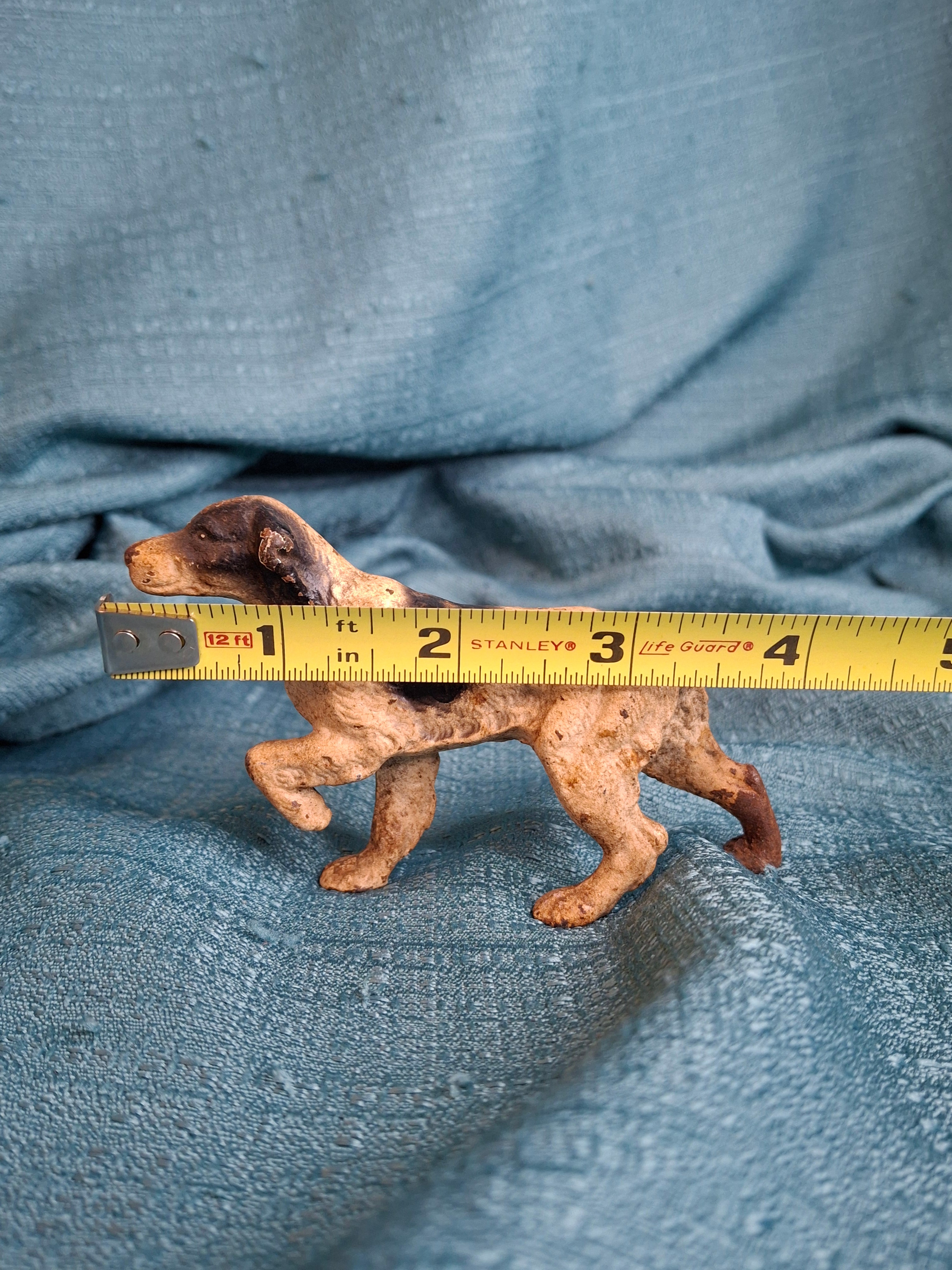 Antique Hubley Cast Iron English Setter Pointer Dog Figurine Original Paint 4”
