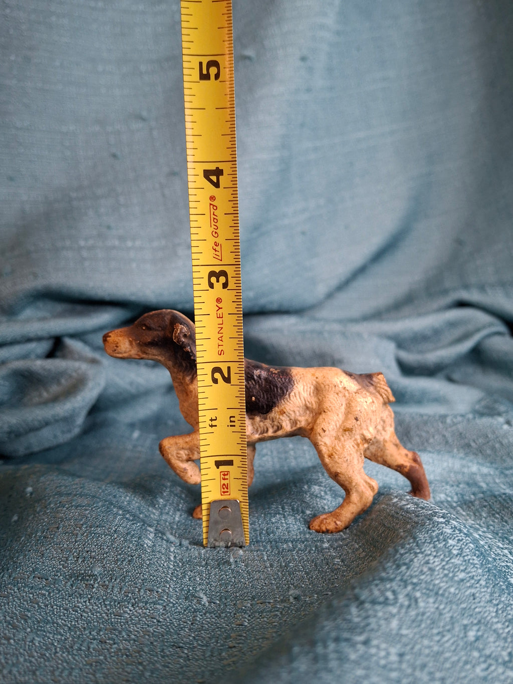 Antique Hubley Cast Iron English Setter Pointer Dog Figurine Original Paint 4”
