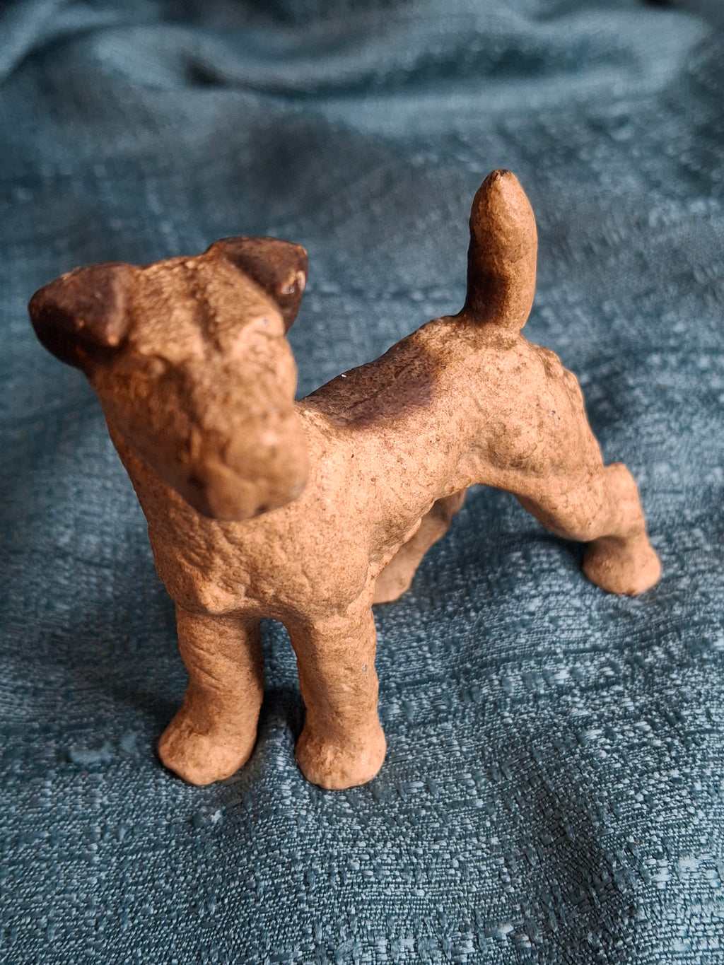 Antique Hubley Cast Iron Airedale Terrier Puppy Dog Figurine Paperweight Orig Paint
