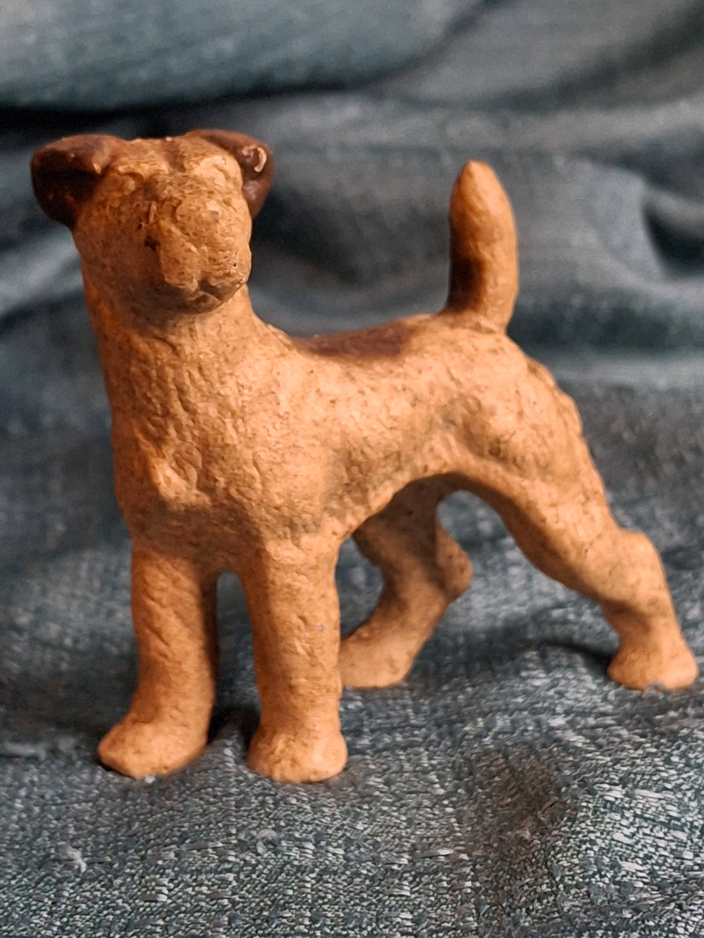 Antique Hubley Cast Iron Airedale Terrier Puppy Dog Figurine Paperweight Orig Paint