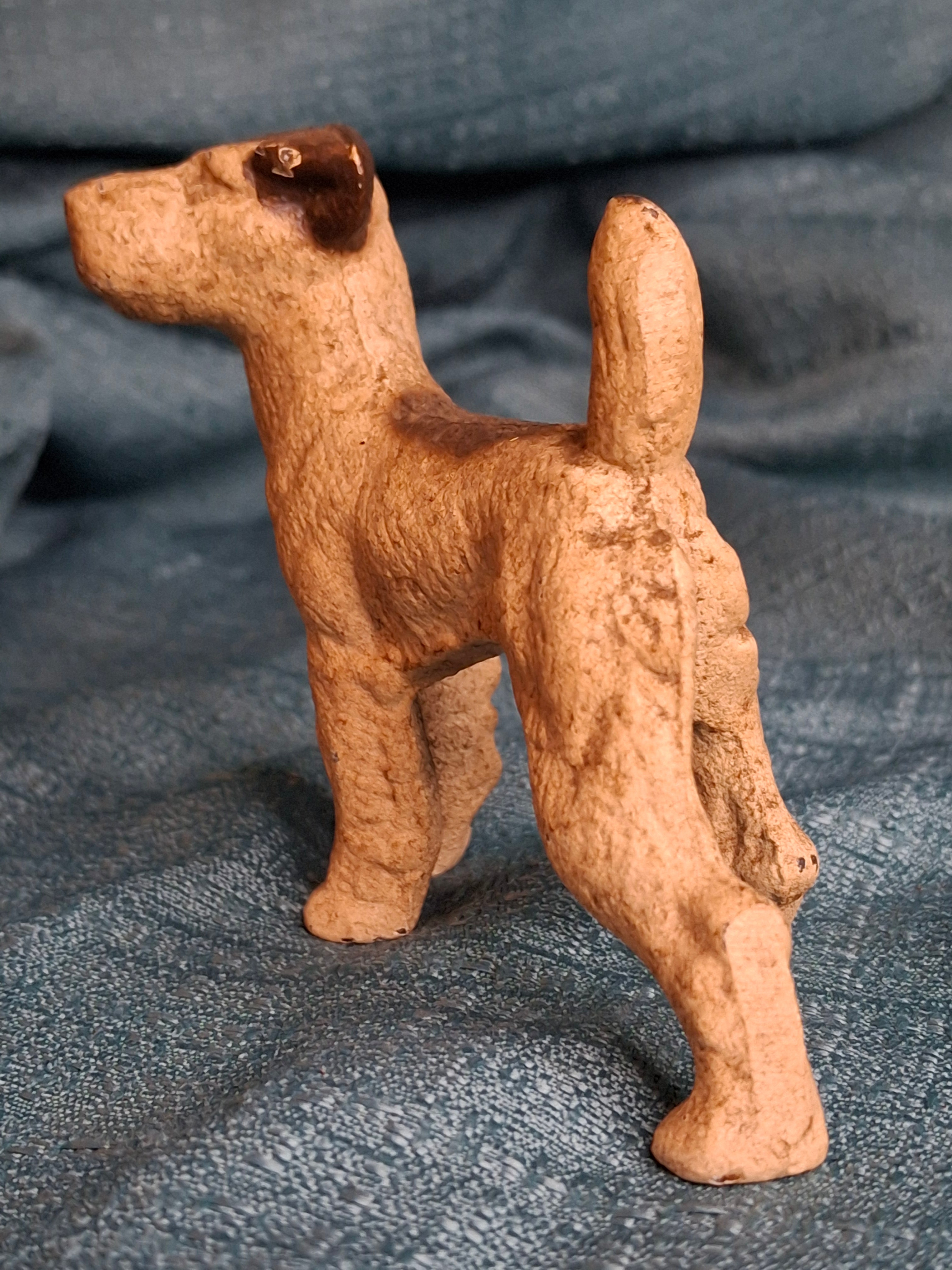 Antique Hubley Cast Iron Airedale Terrier Puppy Dog Figurine Paperweight Orig Paint