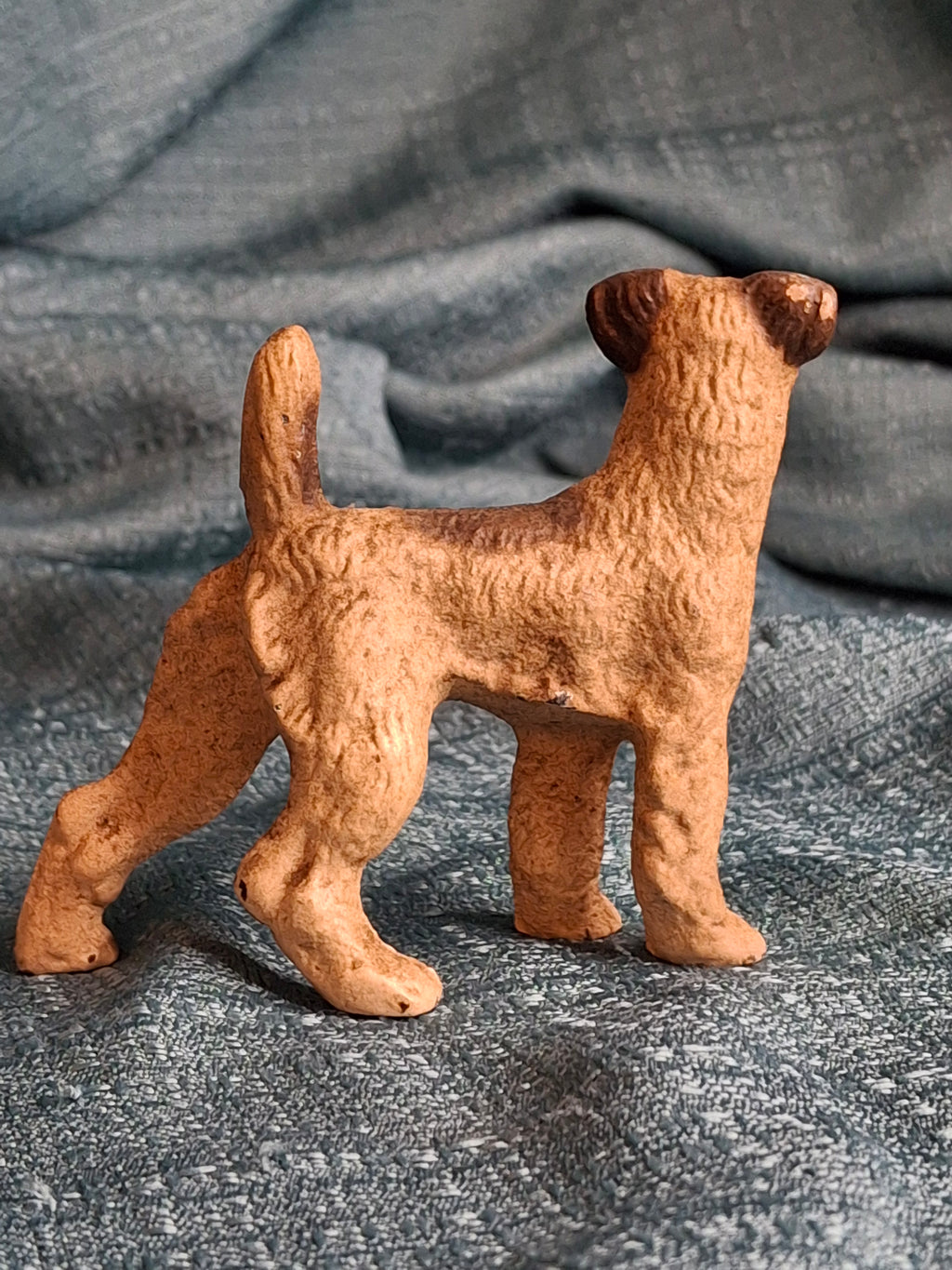 Antique Hubley Cast Iron Airedale Terrier Puppy Dog Figurine Paperweight Orig Paint