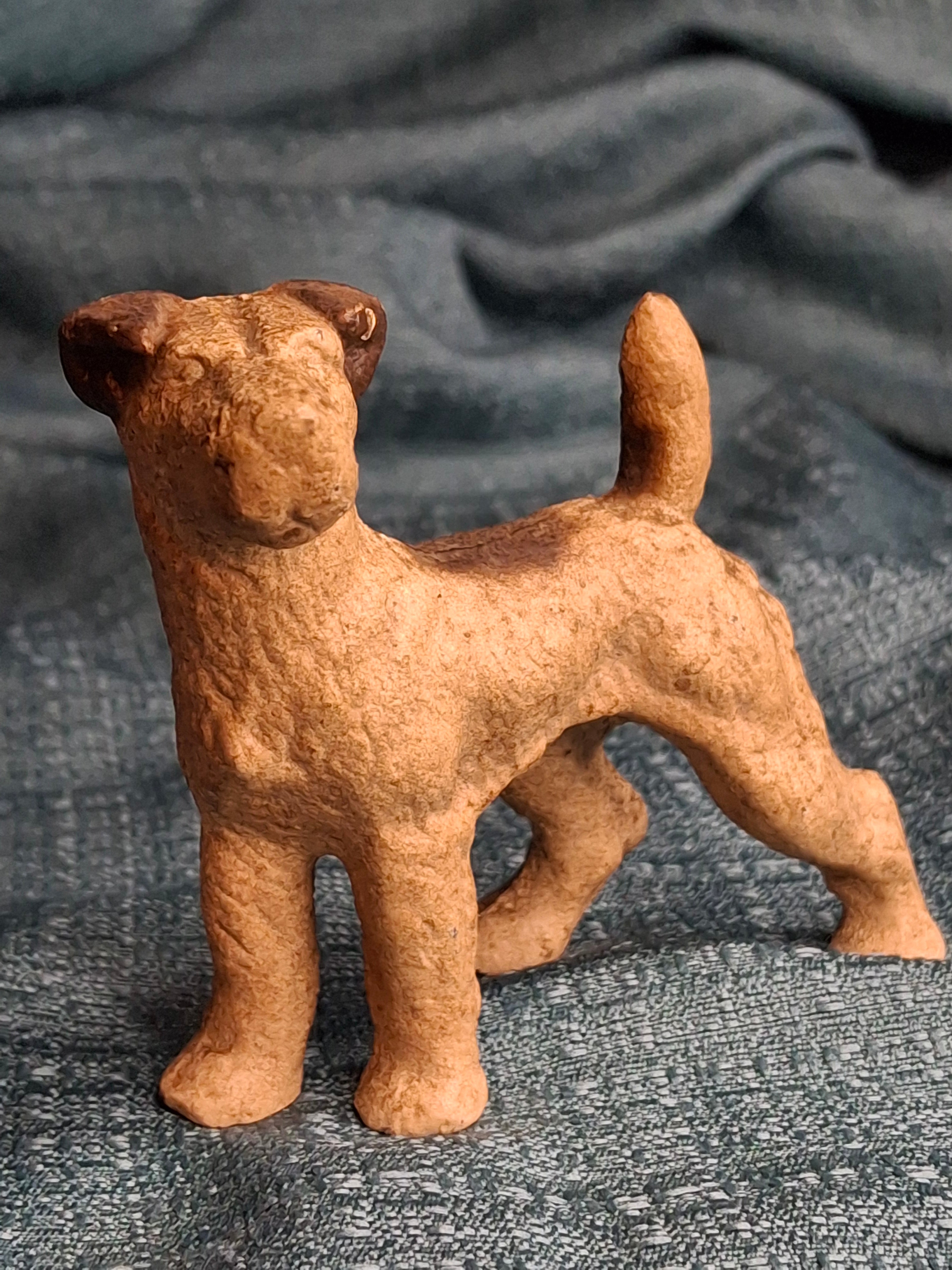Antique Hubley Cast Iron Airedale Terrier Puppy Dog Figurine Paperweight Orig Paint