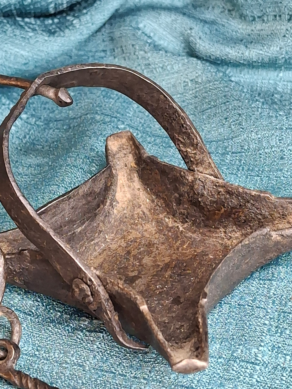 Rare 18th C Wrought Iron 4-Wick Fat Lamp Primitive Star Crusie Lighting Antique