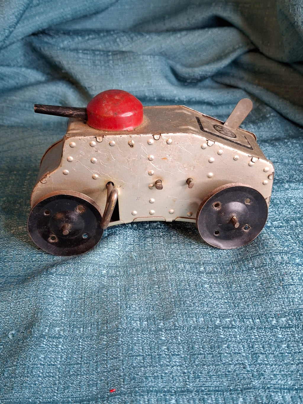 Vtg 1930s Louis Marx Tin Windup Midget Tank Working Red Turret Patent 1244539