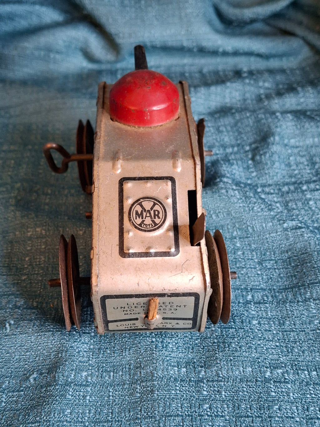 Vtg 1930s Louis Marx Tin Windup Midget Tank Working Red Turret Patent 1244539