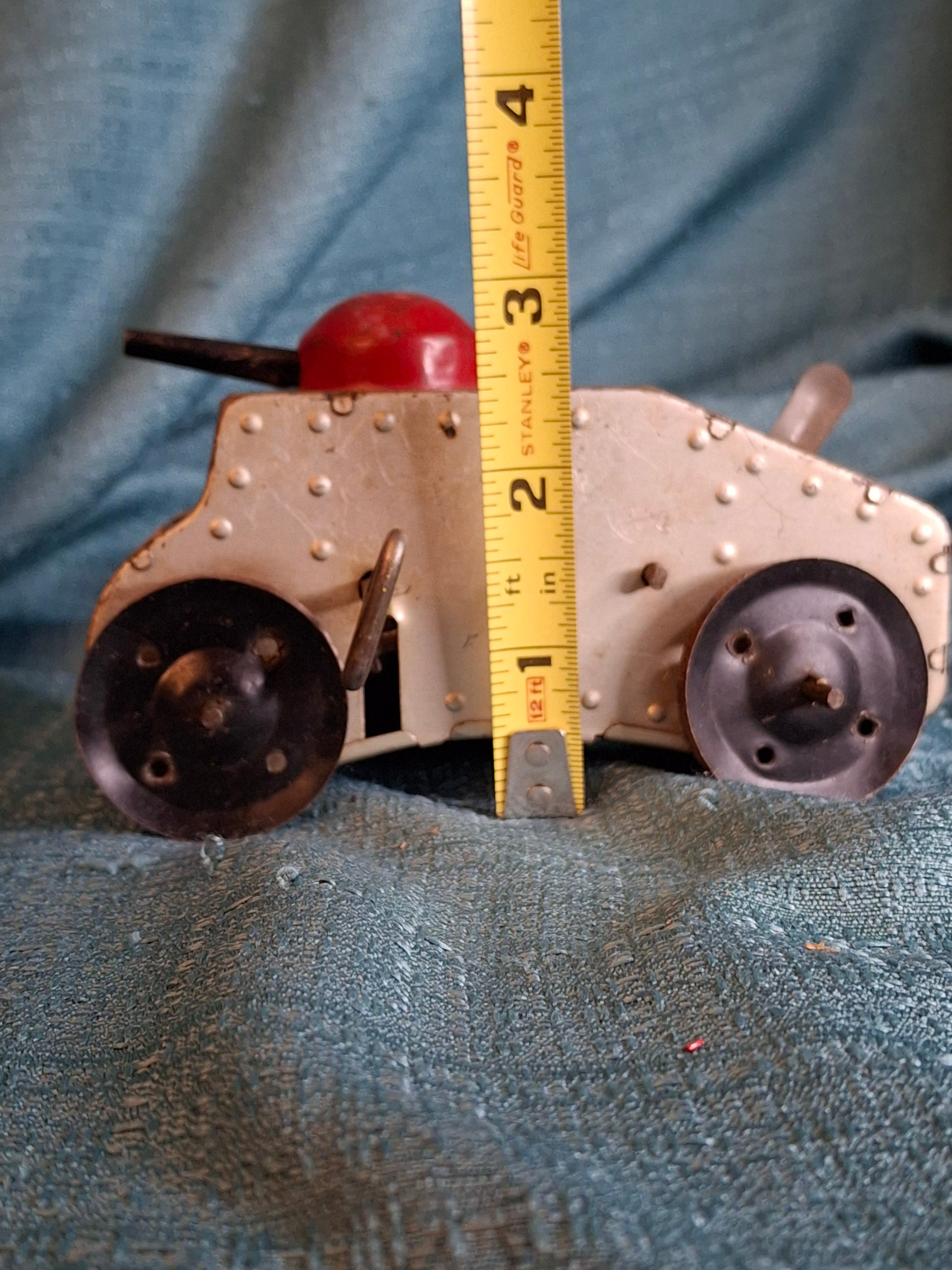 Vtg 1930s Louis Marx Tin Windup Midget Tank Working Red Turret Patent 1244539