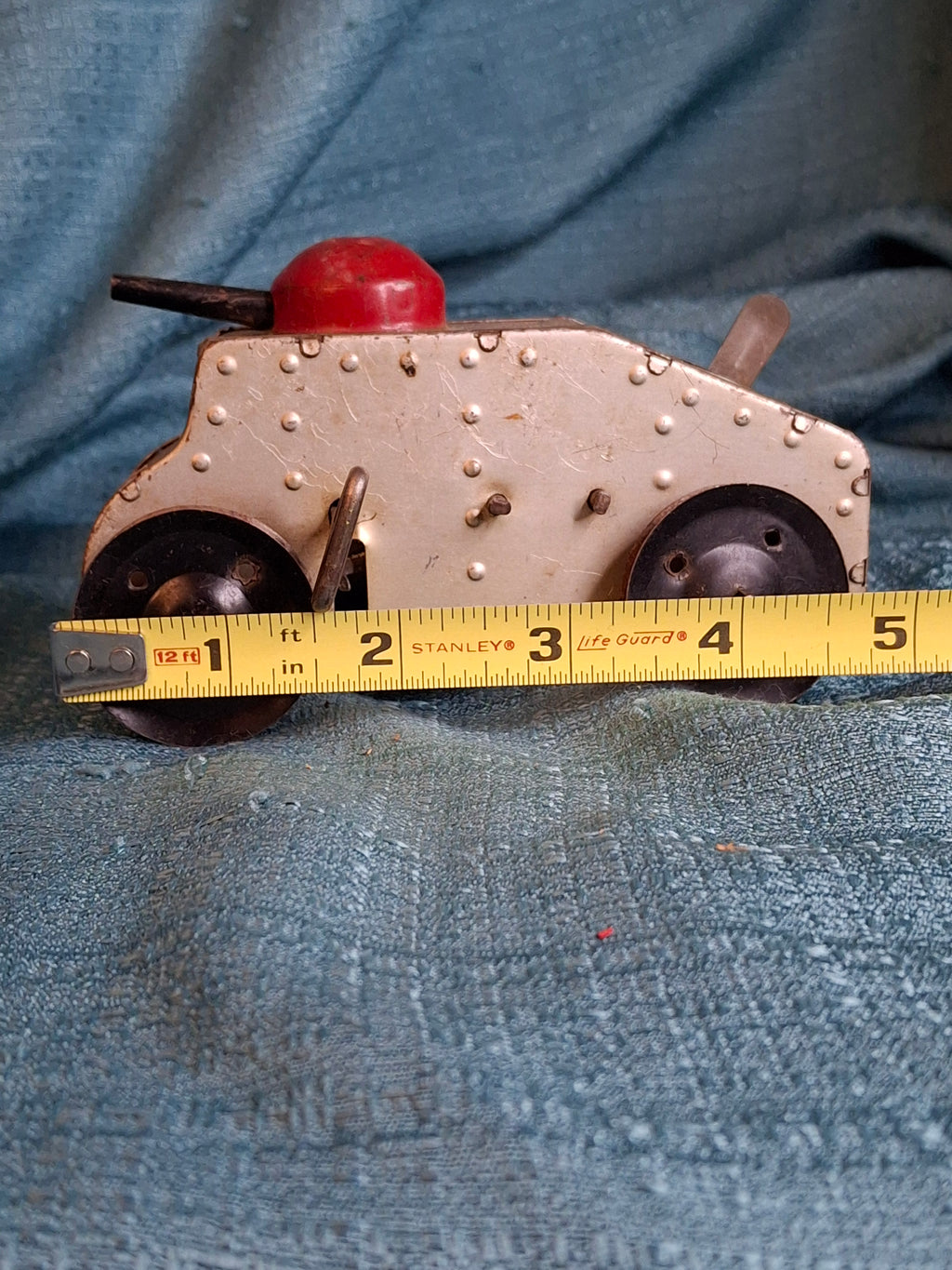 Vtg 1930s Louis Marx Tin Windup Midget Tank Working Red Turret Patent 1244539