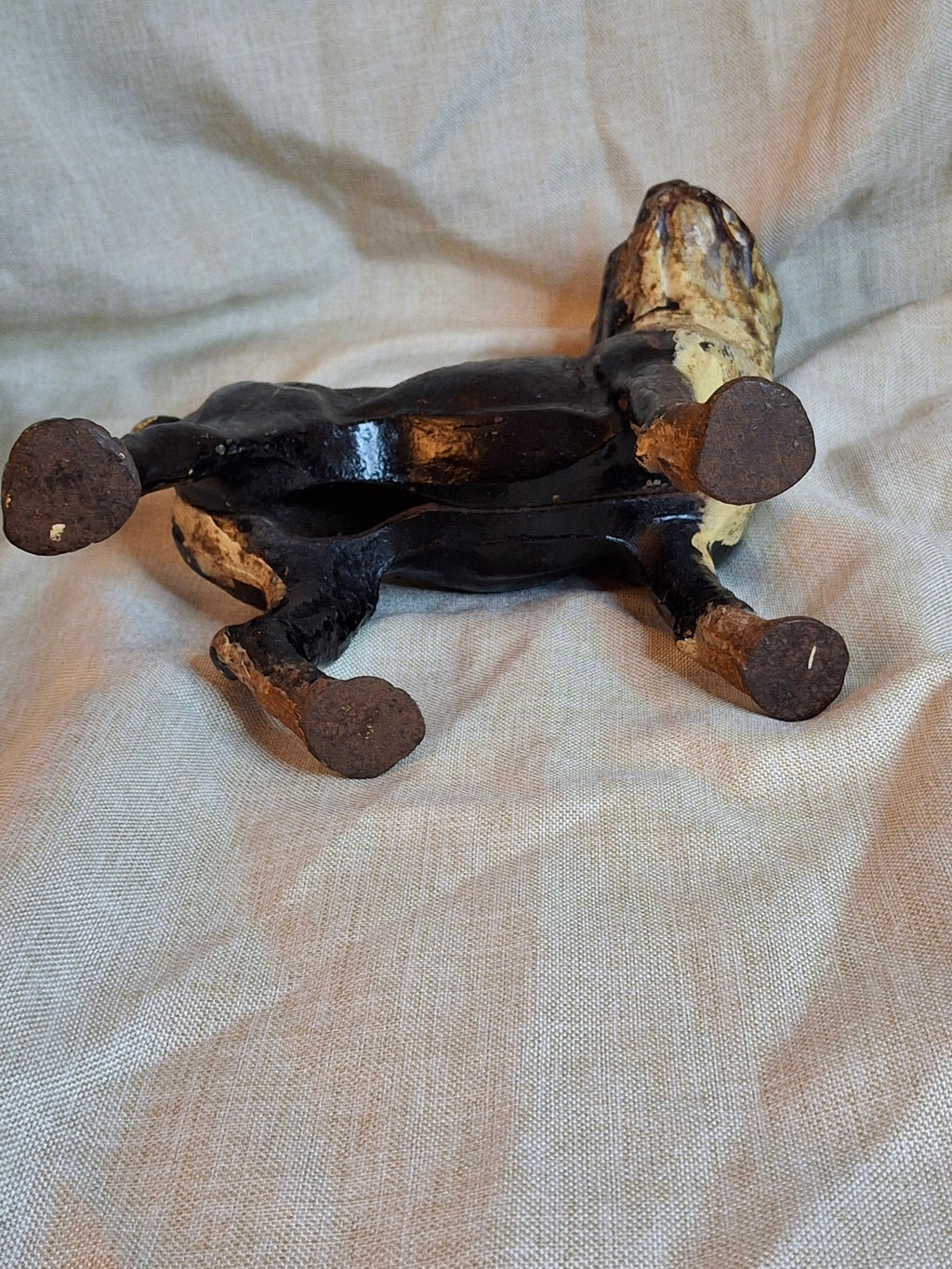 Antique HUBLEY Cast Iron Boston Terrier Dog Doorstop Original Paint c. 1920s 9"