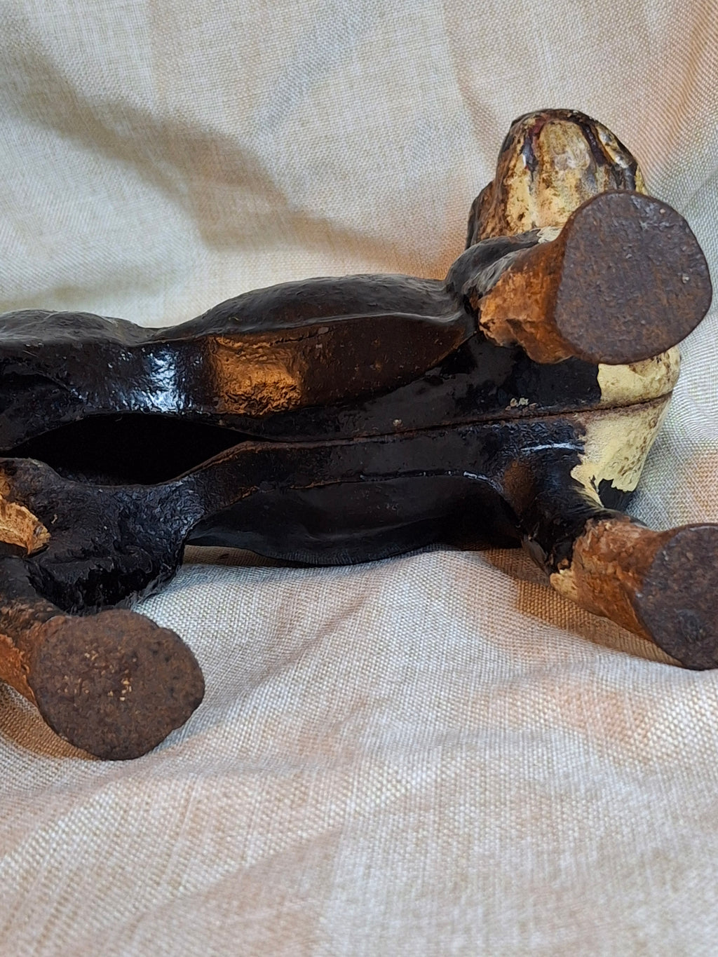 Antique HUBLEY Cast Iron Boston Terrier Dog Doorstop Original Paint c. 1920s 9"