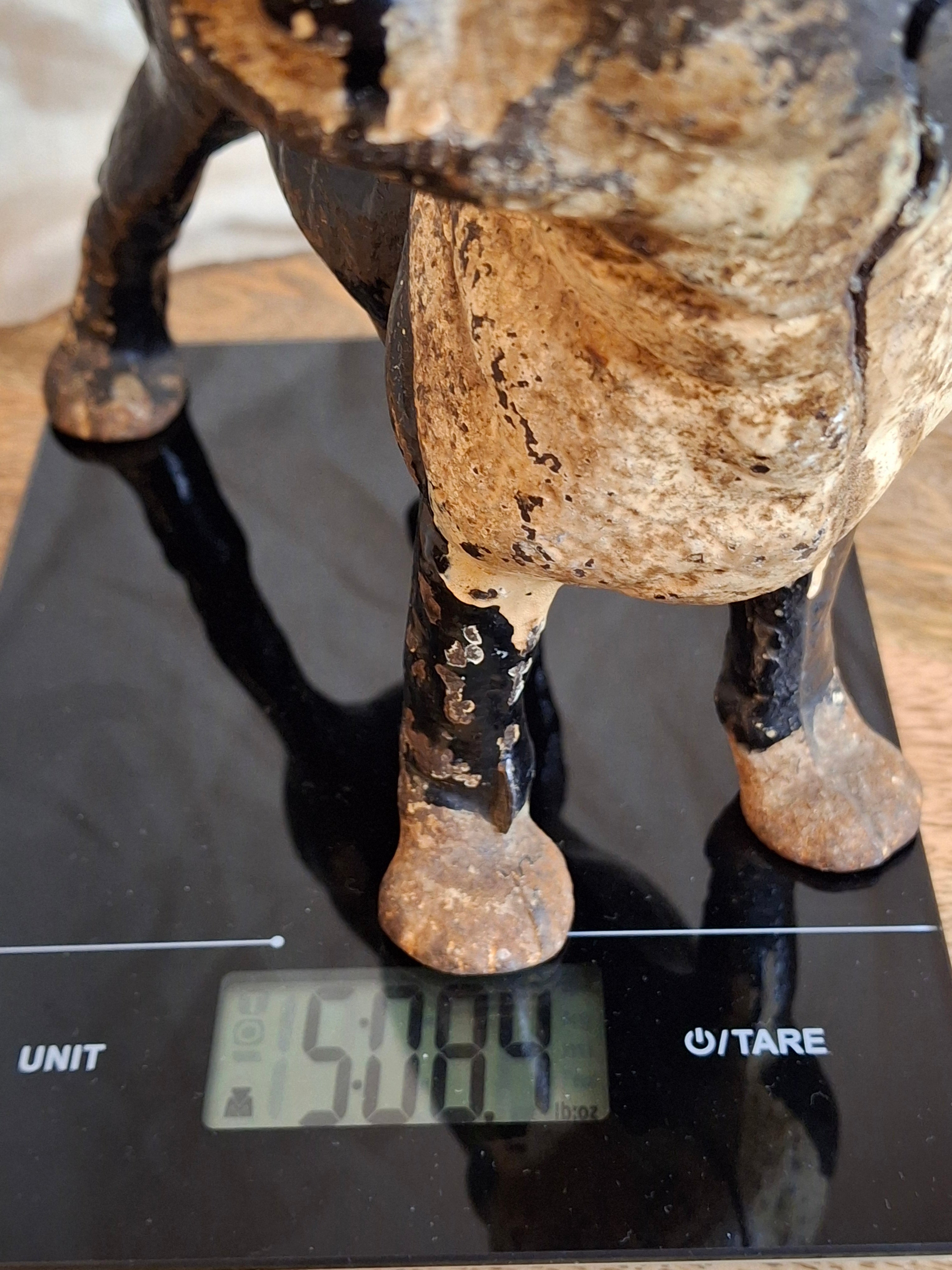 Antique HUBLEY Cast Iron Boston Terrier Dog Doorstop Original Paint c. 1920s 9"