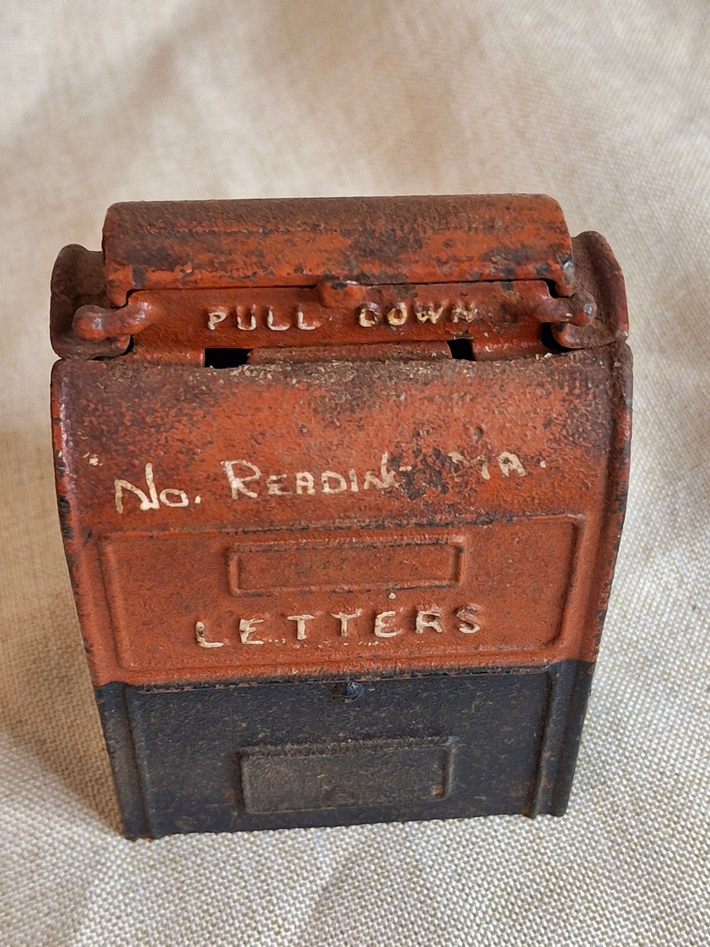 Antique Kenton Cast Iron U.S. Mail Still Bank No. Reading MA Red Black 1912-1931