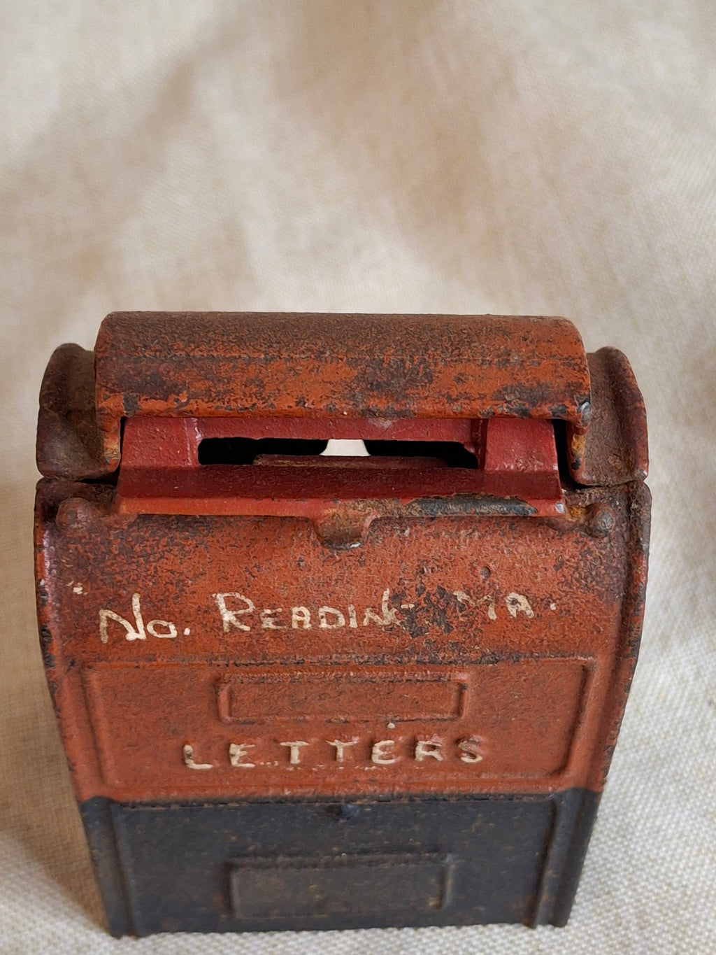Antique Kenton Cast Iron U.S. Mail Still Bank No. Reading MA Red Black 1912-1931