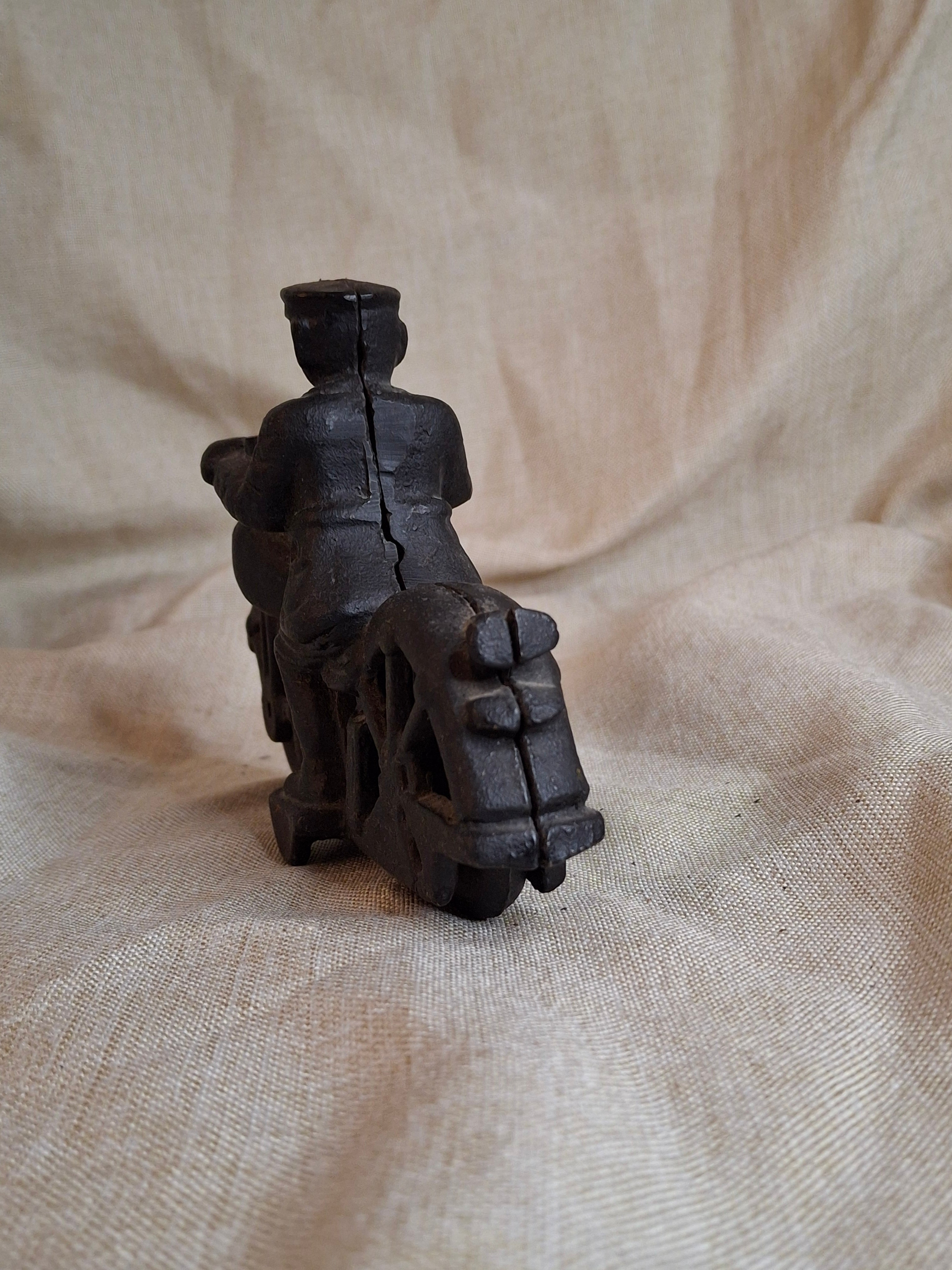 Antique 1930s Hubley Champion Cast Iron Police Motorcycle Toy – Black Patina 6"