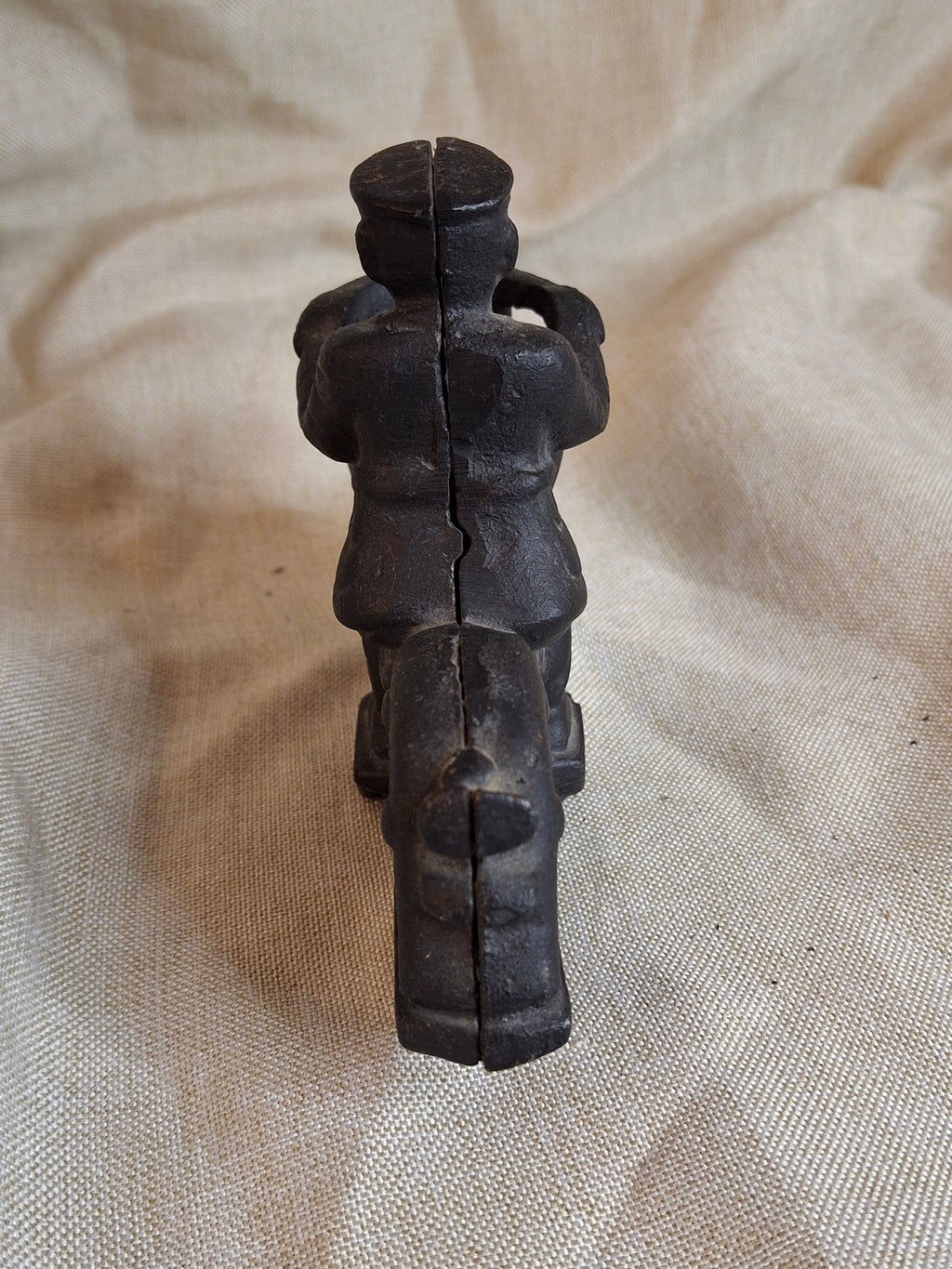 Antique 1930s Hubley Champion Cast Iron Police Motorcycle Toy – Black Patina 6"