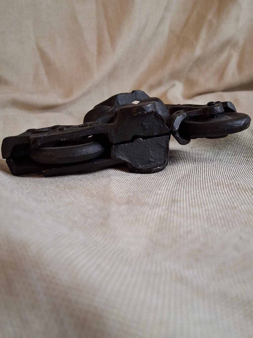 Antique 1930s Hubley Champion Cast Iron Police Motorcycle Toy – Black Patina 6"