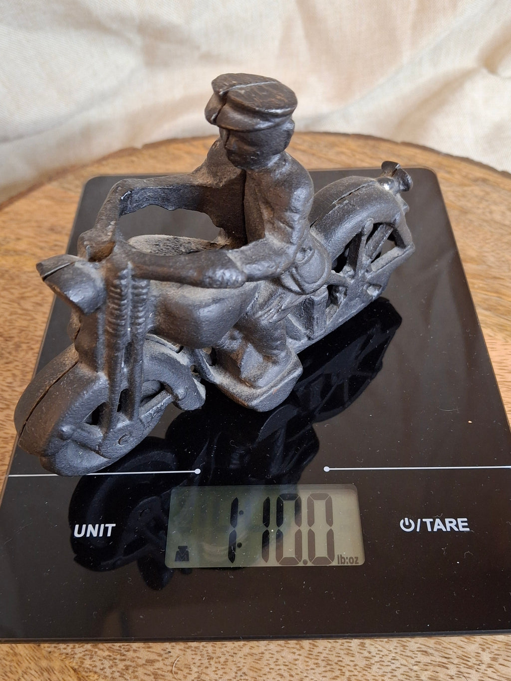 Antique 1930s Hubley Champion Cast Iron Police Motorcycle Toy – Black Patina 6"