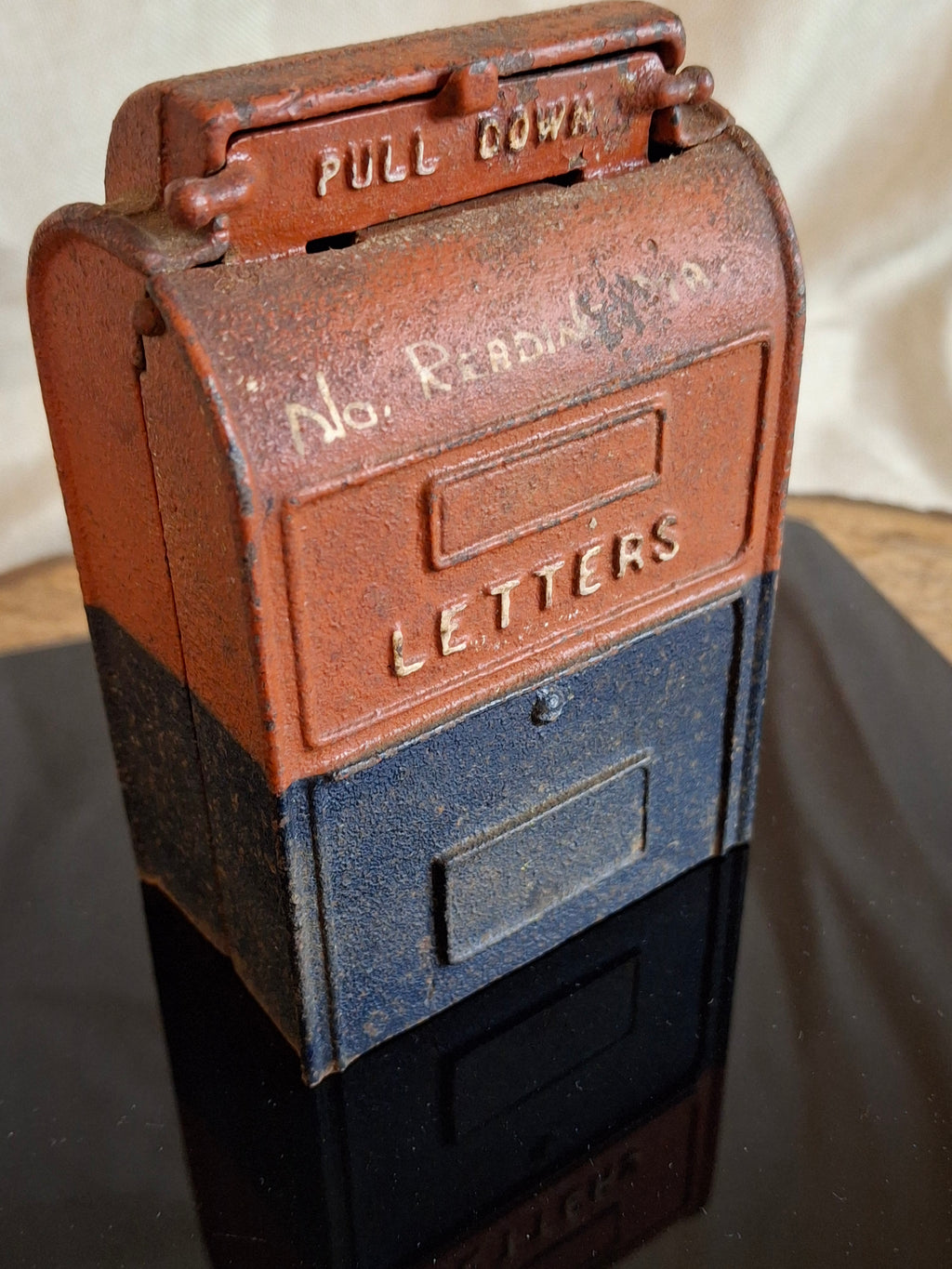 Antique Kenton Cast Iron U.S. Mail Still Bank No. Reading MA Red Black 1912-1931