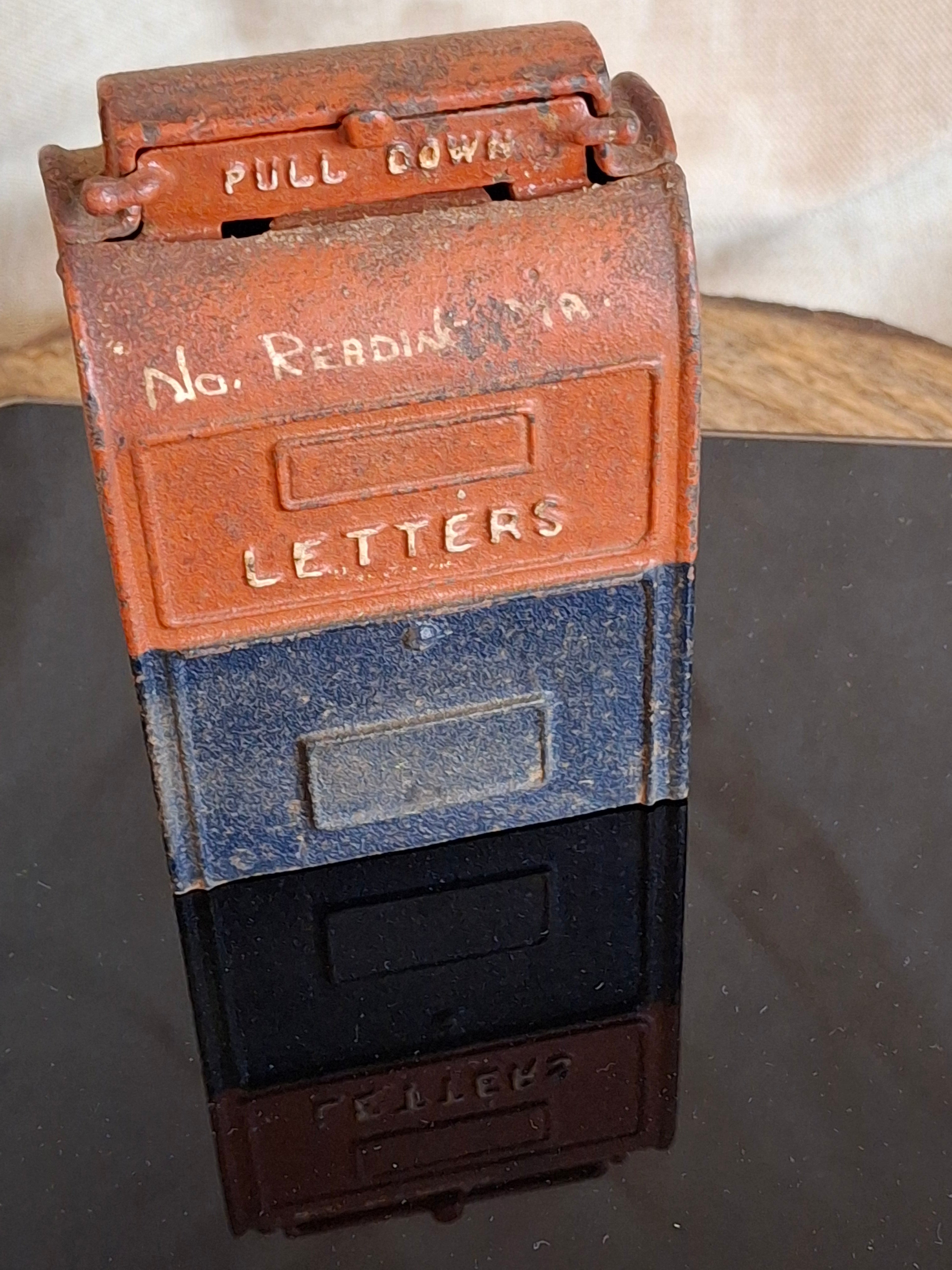 Antique Kenton Cast Iron U.S. Mail Still Bank No. Reading MA Red Black 1912-1931