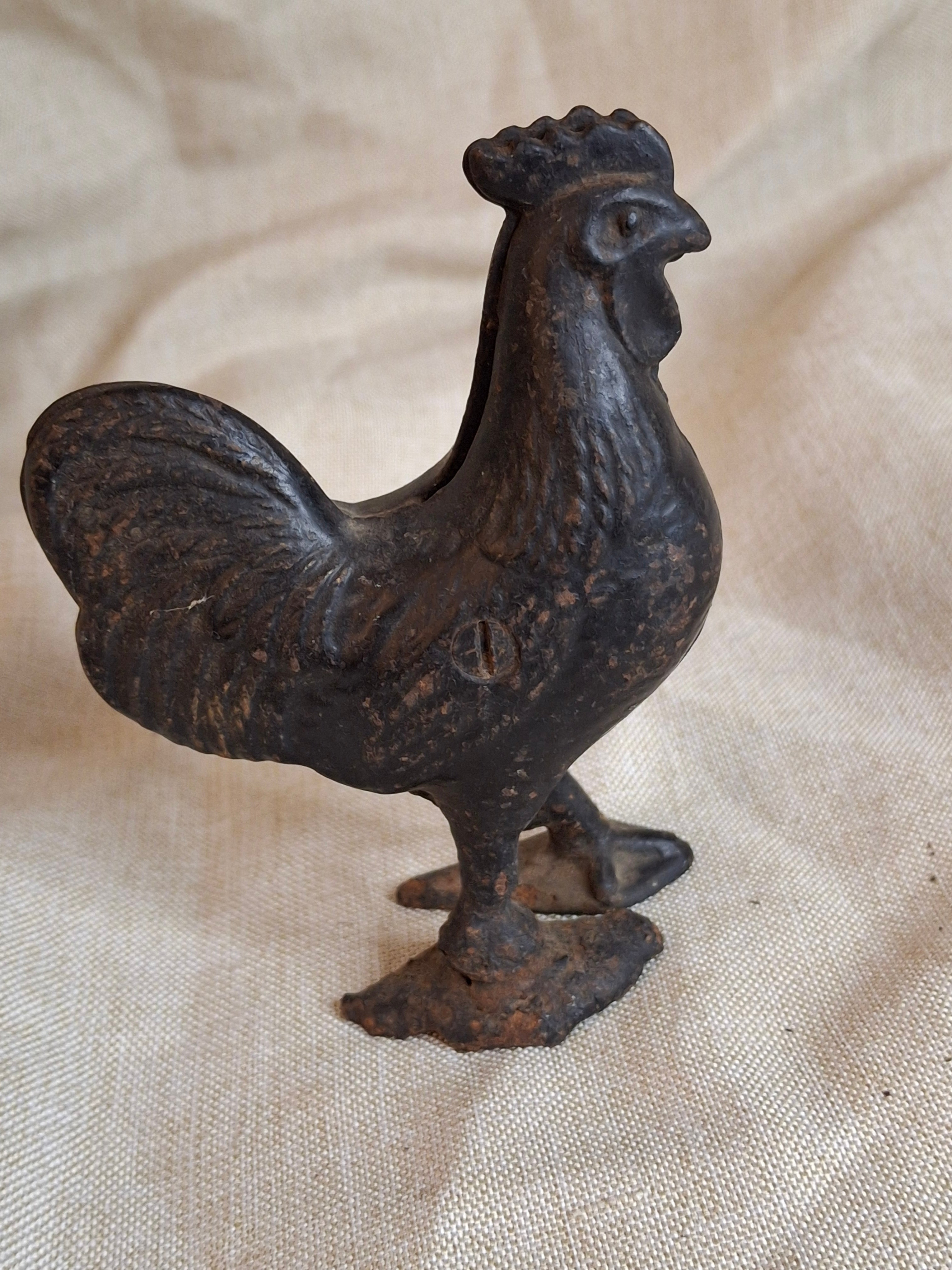 Antique A.C. Williams Cast Iron Rooster Still Bank - Standing Chicken - Original C. 1910