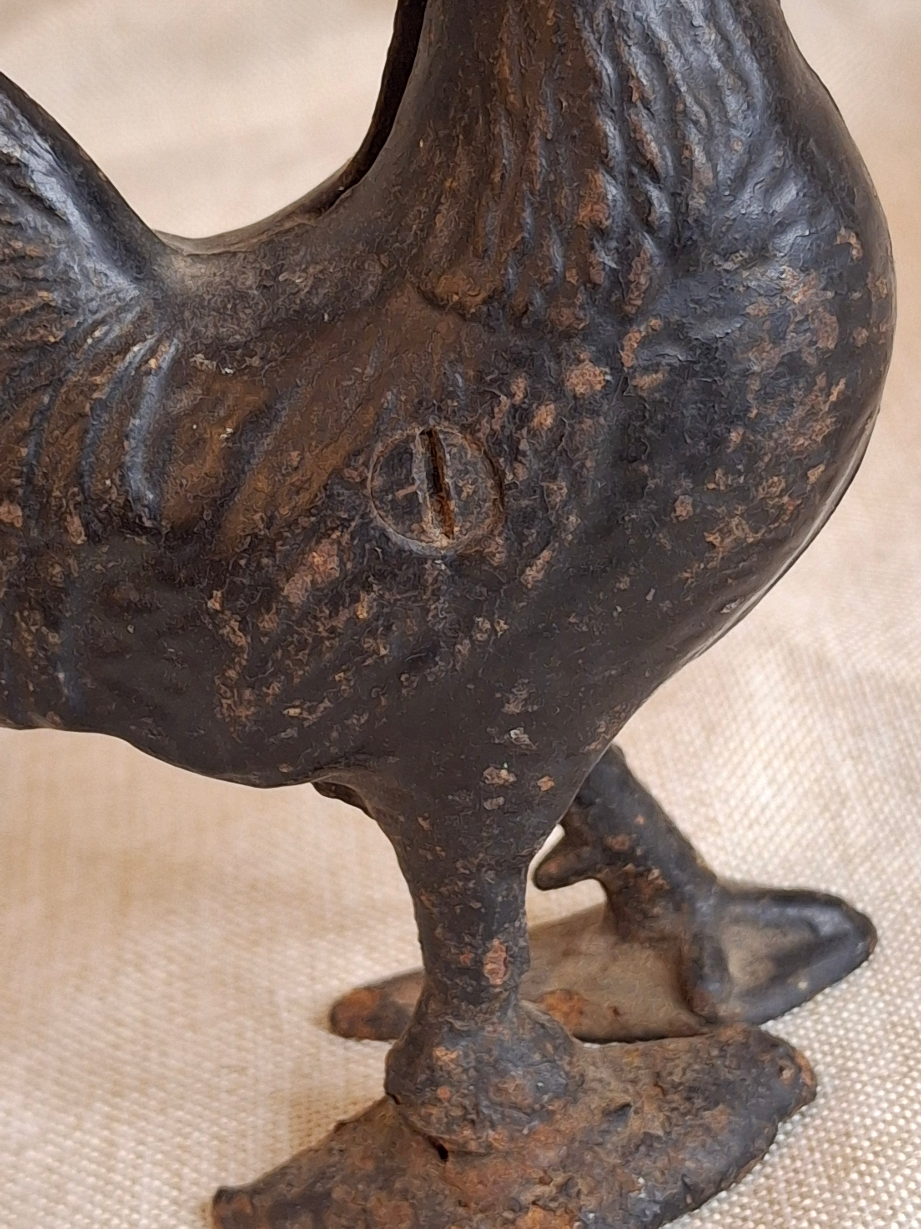 Antique A.C. Williams Cast Iron Rooster Still Bank - Standing Chicken - Original C. 1910