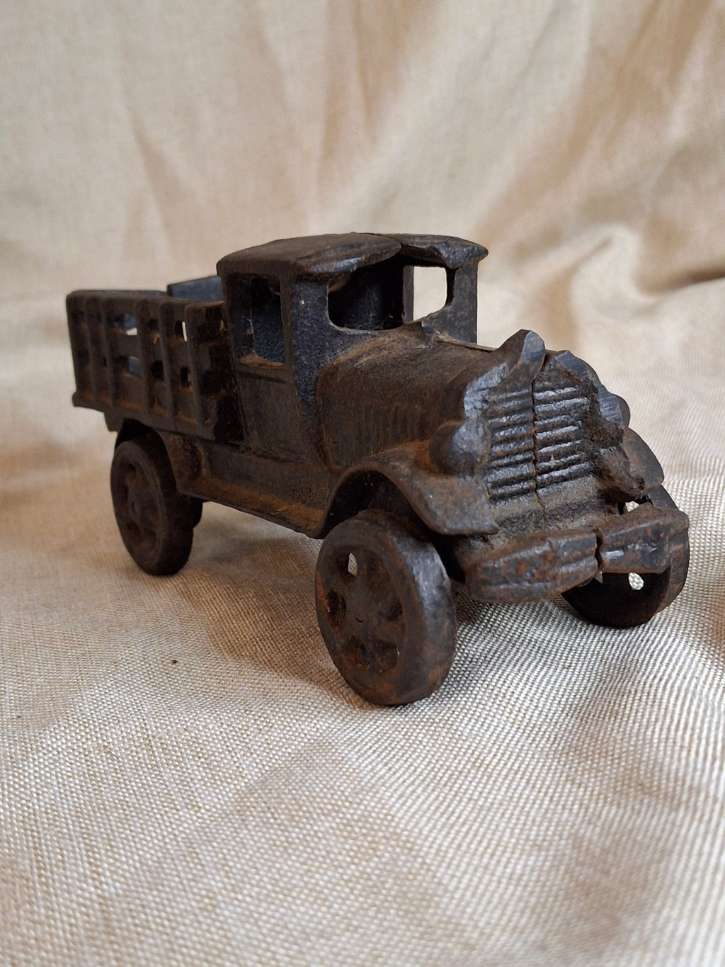 Antique Hubley Cast Iron Stake Body Truck - 1920s White Motor Co Style - 6"